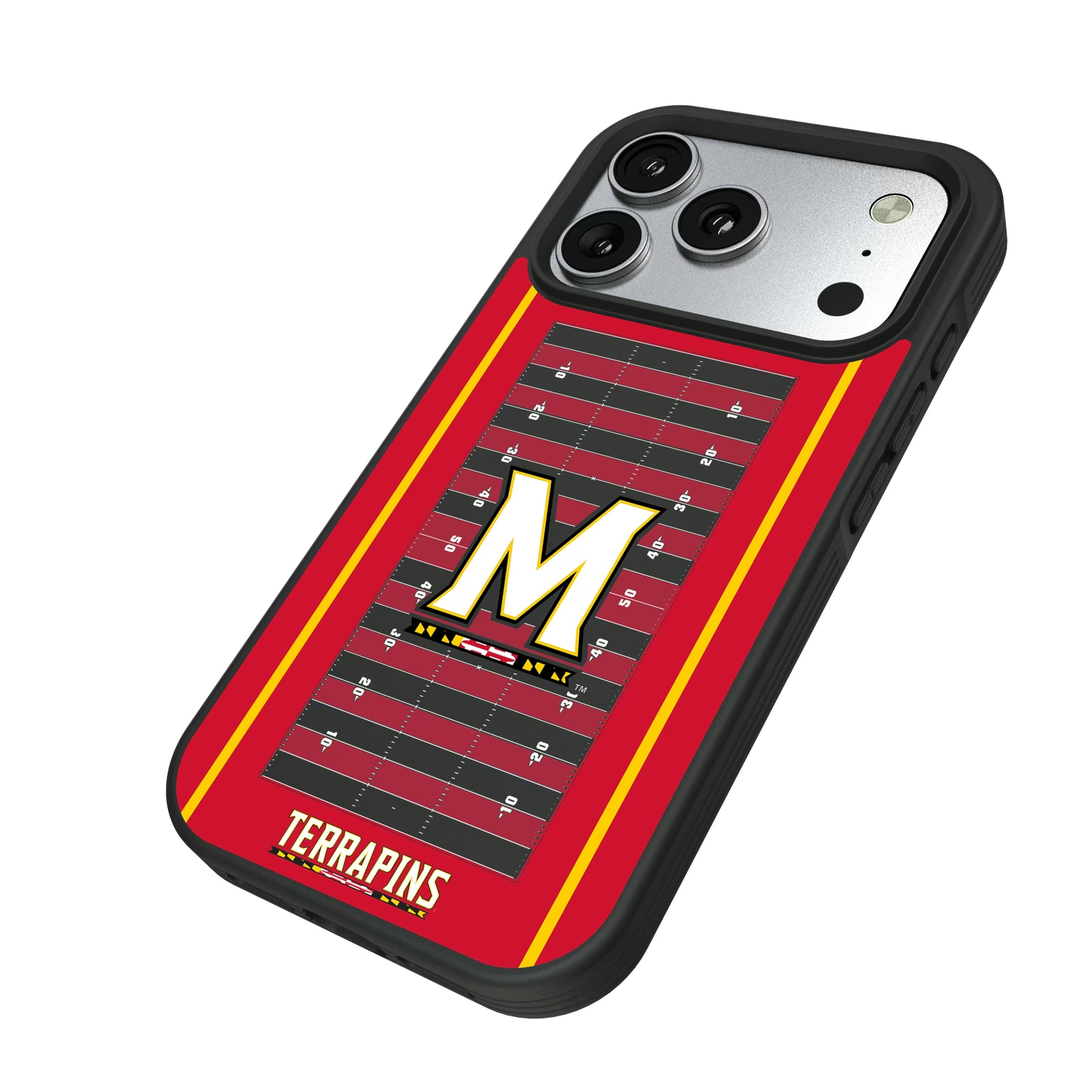University of Maryland Terrapins Field iPhone Bump Phone Case for Apple iPhone - Isometric View#Device_iPhone 17 Pro