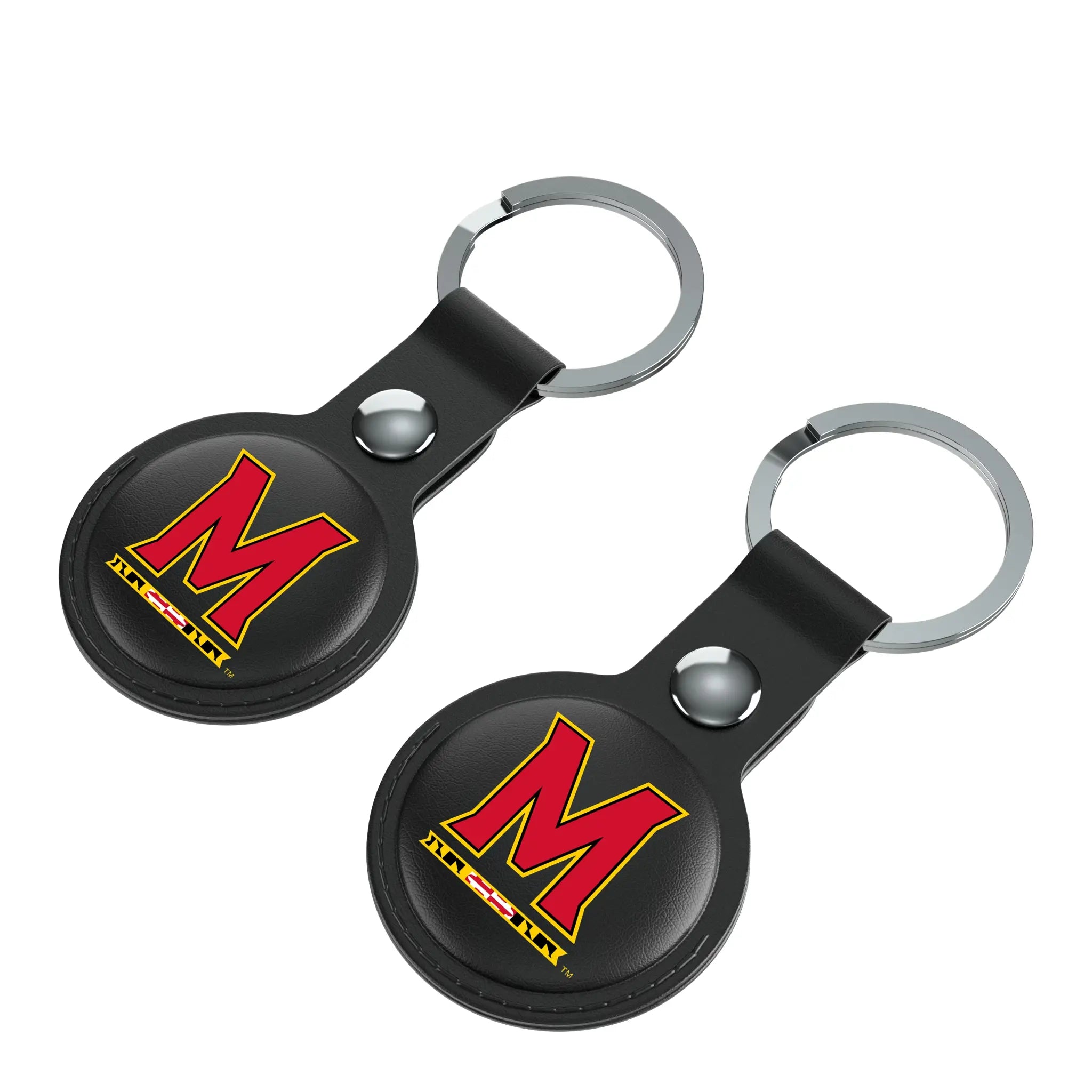 University of Maryland Terrapins Insignia AirTag Black Airtag Holder 2-Pack - Isometric View