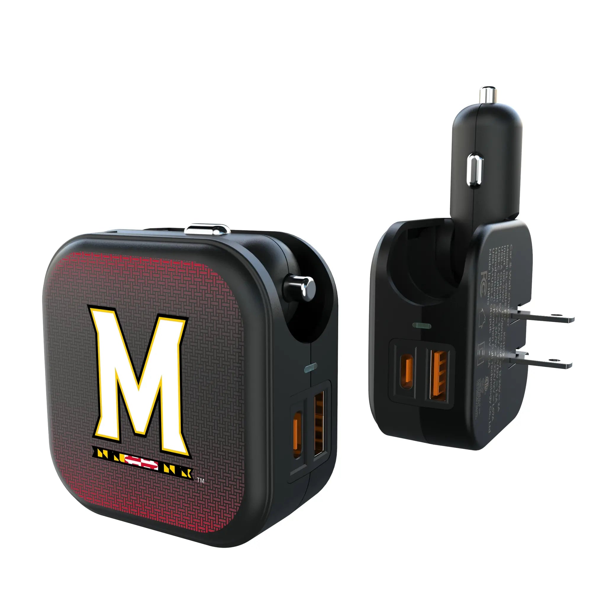 University of Maryland Terrapins Linen 2 in 1 USB A/C Charger