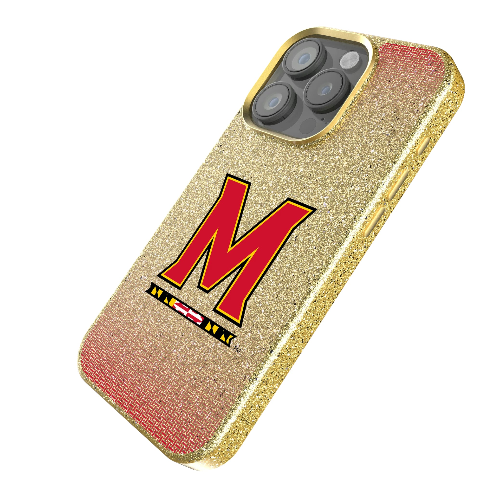 University of Maryland Terrapins Linen iPhone Bling Phone Case for Apple iPhone - Isometric View