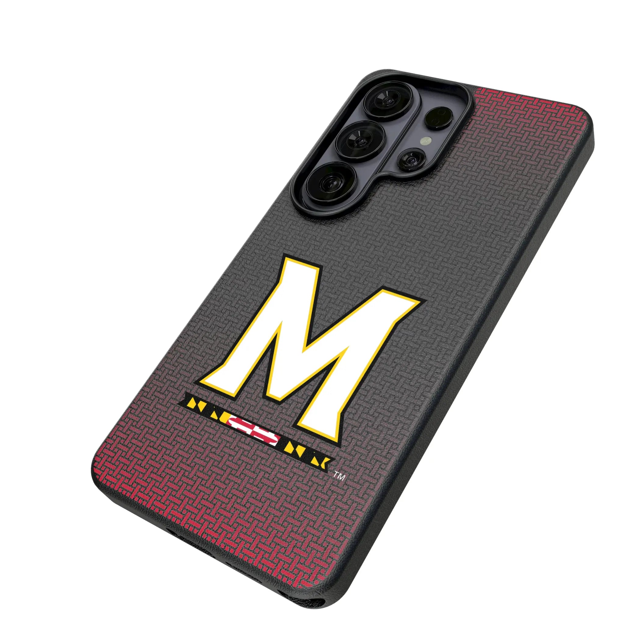 University of Maryland Terrapins Linen Galaxy MagSafe Compatible Phone Case for Samsung Galaxy - Isometric View#Device_Galaxy S26 Ultra