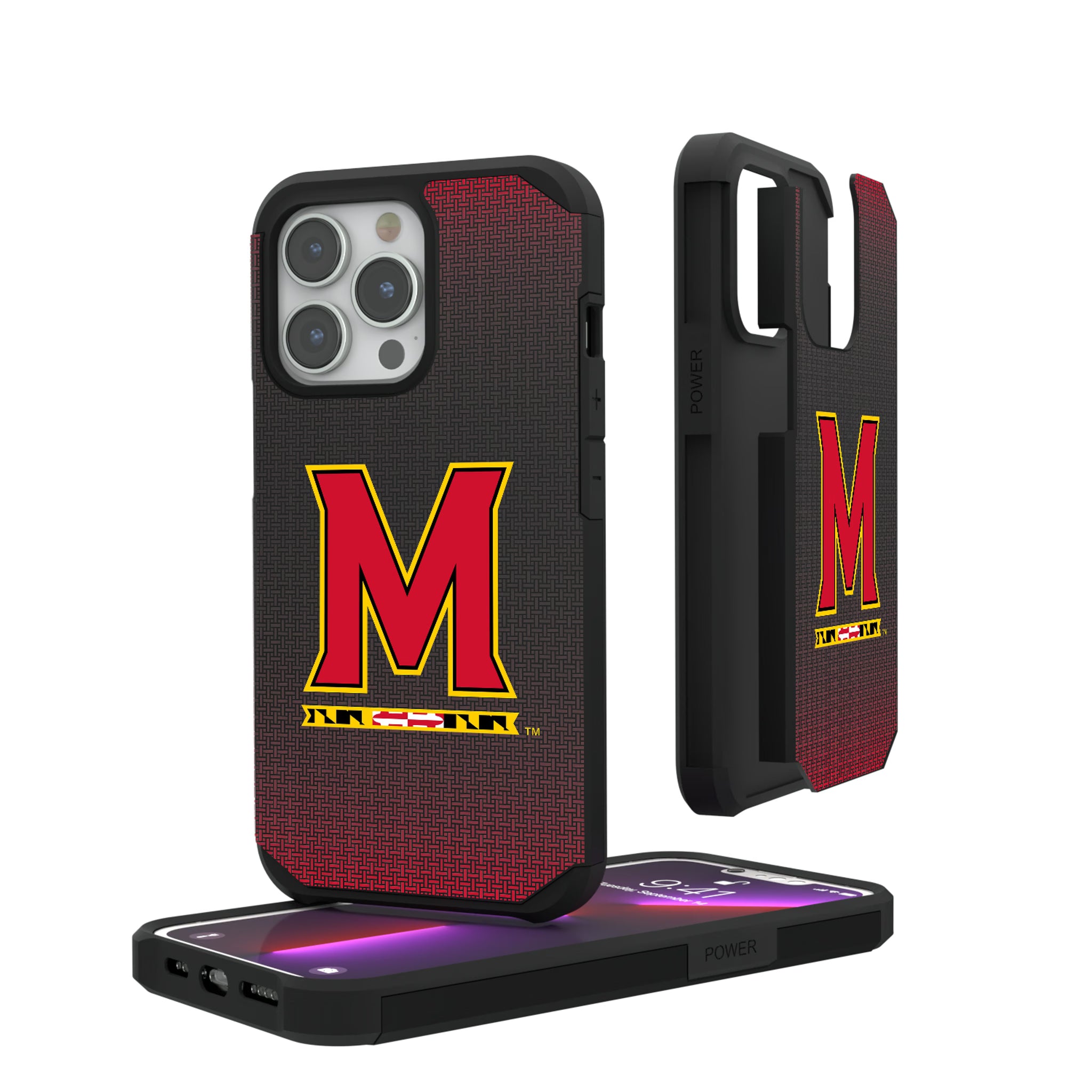 University of Maryland Terrapins Linen iPhone Rugged Phone Case for Apple iPhone#Device_iPhone 13 Pro