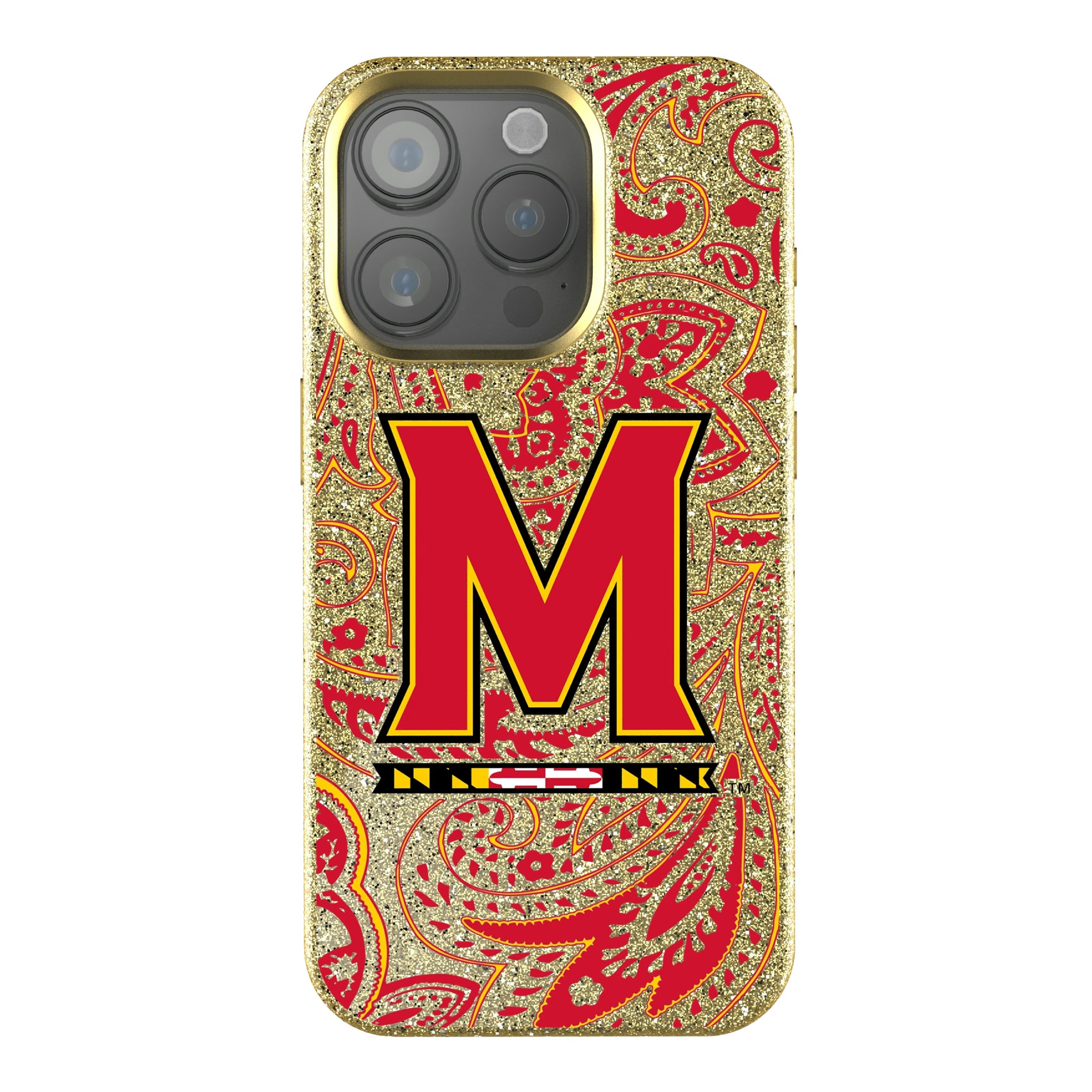 University of Maryland Terrapins Paisley iPhone Bling Phone Case for Apple iPhone