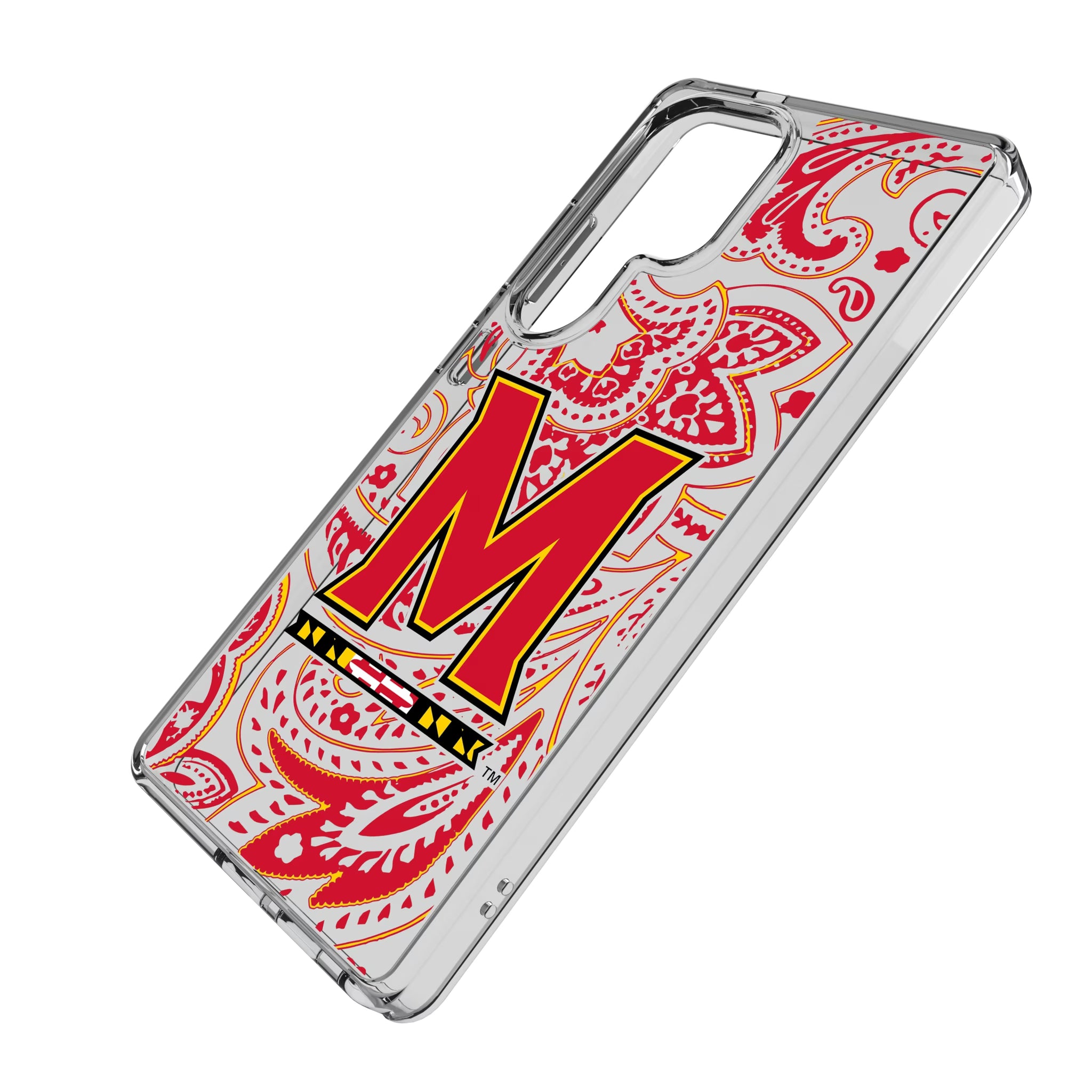 University of Maryland Terrapins Paisley Galaxy Clear Phone Case for Samsung Galaxy - Isometric View
