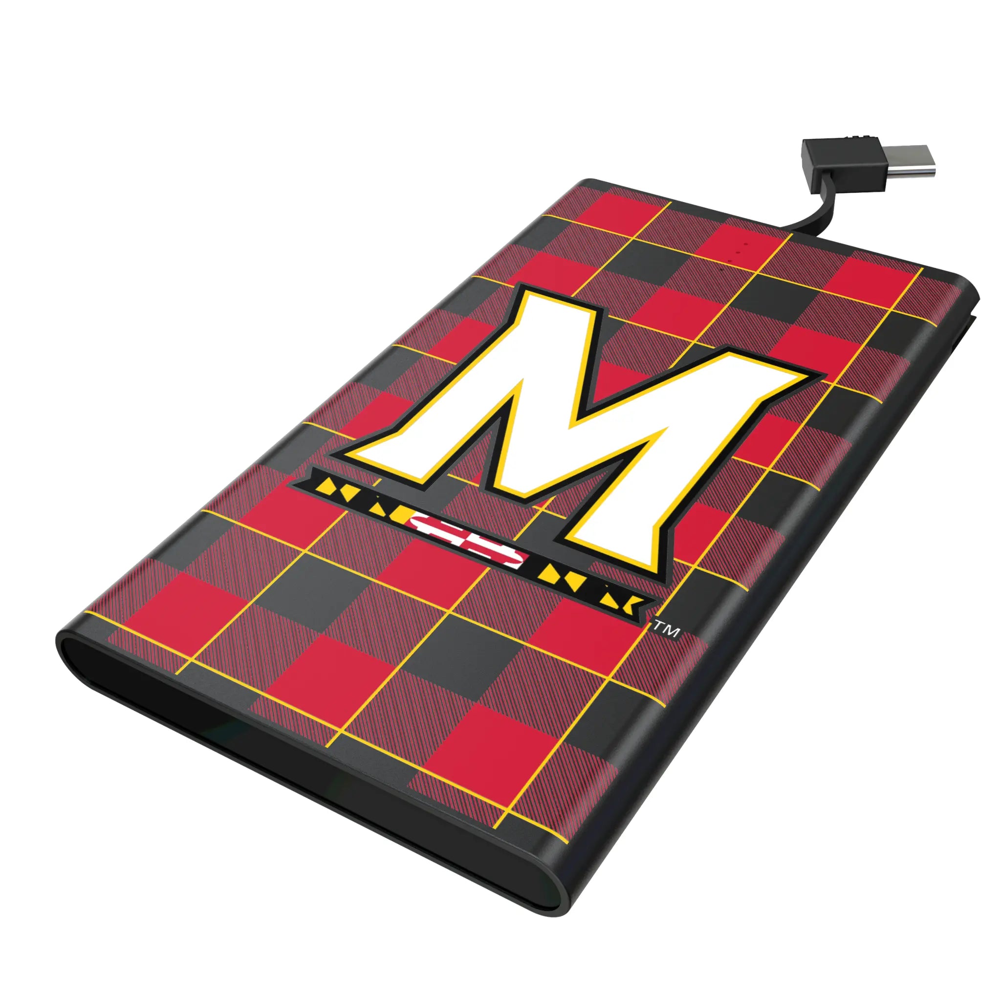 University of Maryland Terrapins Plaid 5000mAh Flat Power Bank