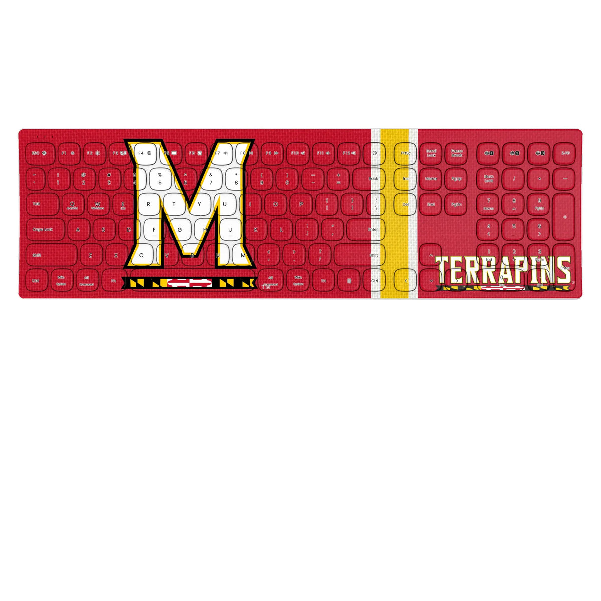 University of Maryland Terrapins Stripe KKB605 Curved Wireless Keyboard