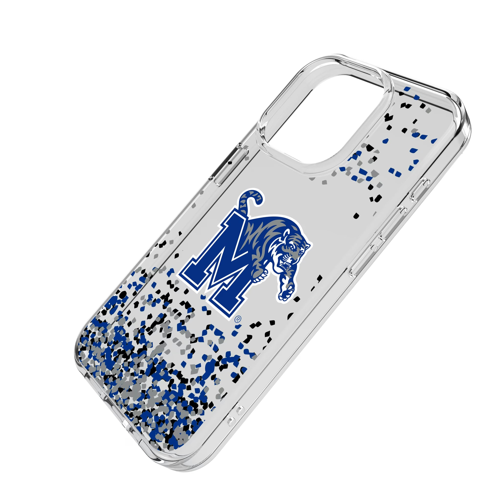 University of Memphis Tigers Confetti iPhone Clear Phone Case for Apple iPhone - Isometric View