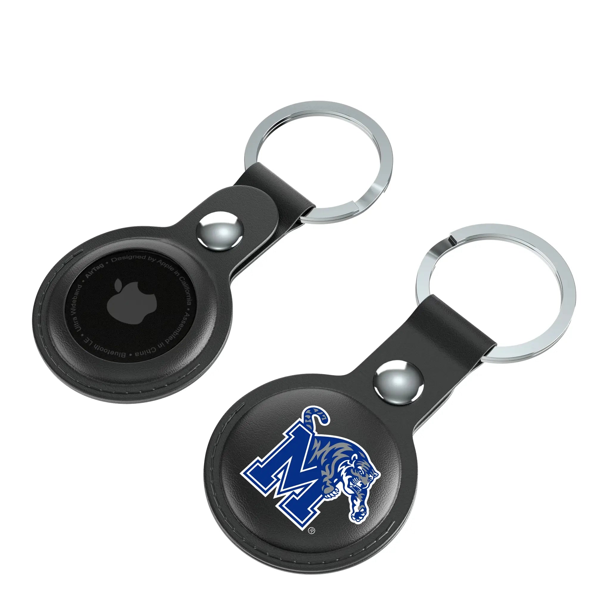 University of Memphis Tigers Insignia AirTag Black Airtag Holder 2-Pack - Isometric View