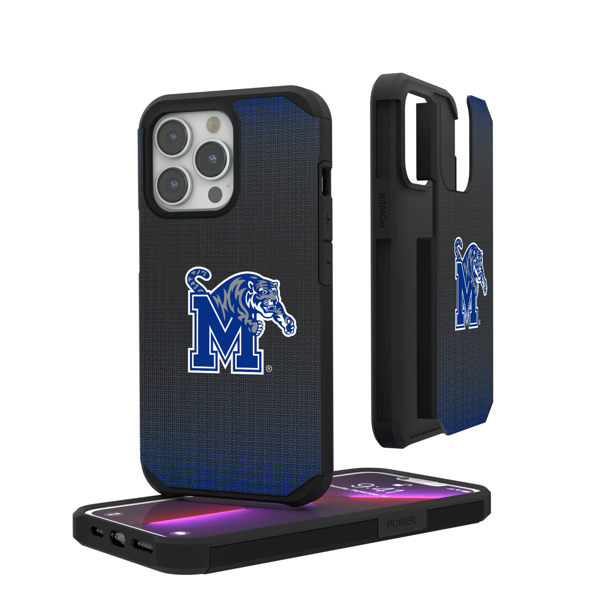 University of Memphis Tigers Linen iPhone Rugged Phone Case for Apple iPhone#Device_iPhone 13 Pro