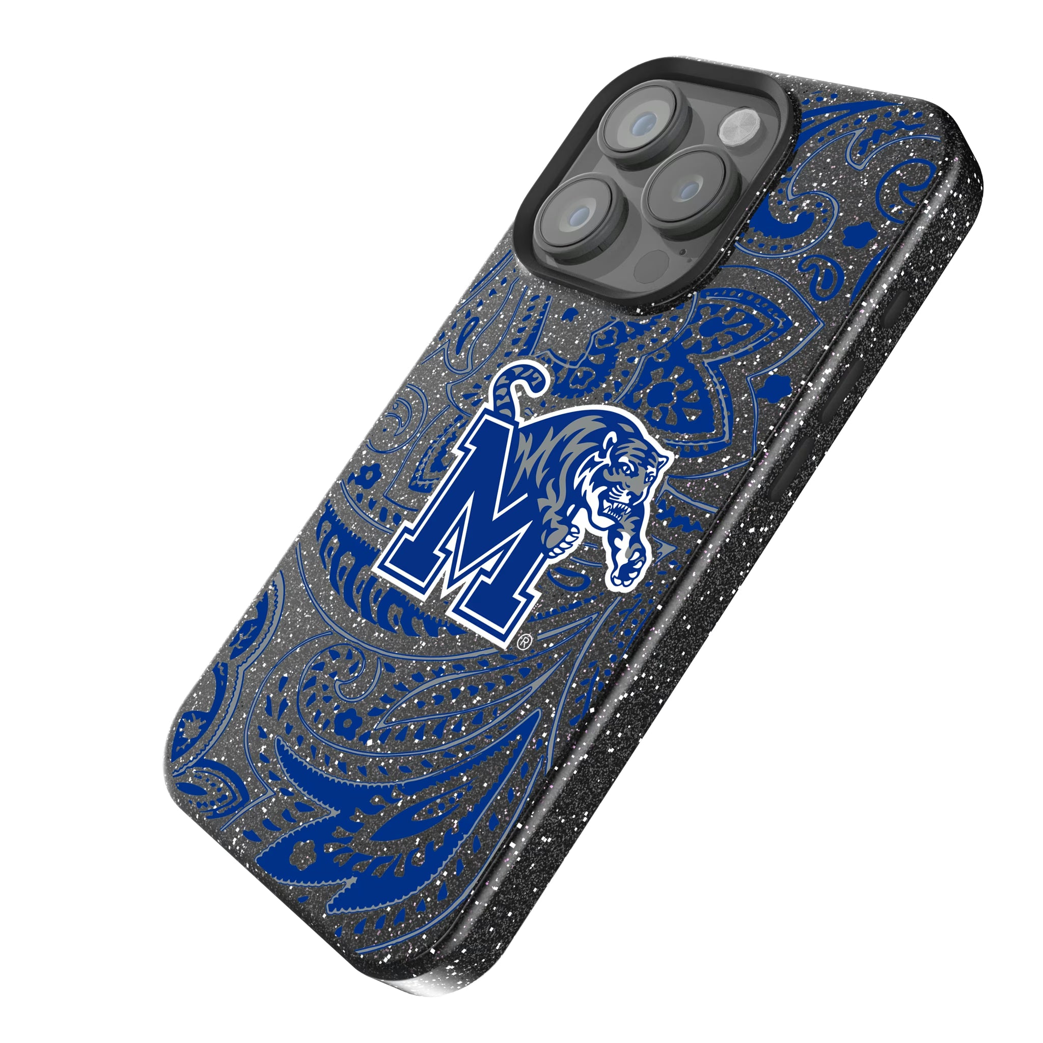University of Memphis Tigers Paisley iPhone Bling Phone Case for Apple iPhone - Isometric View