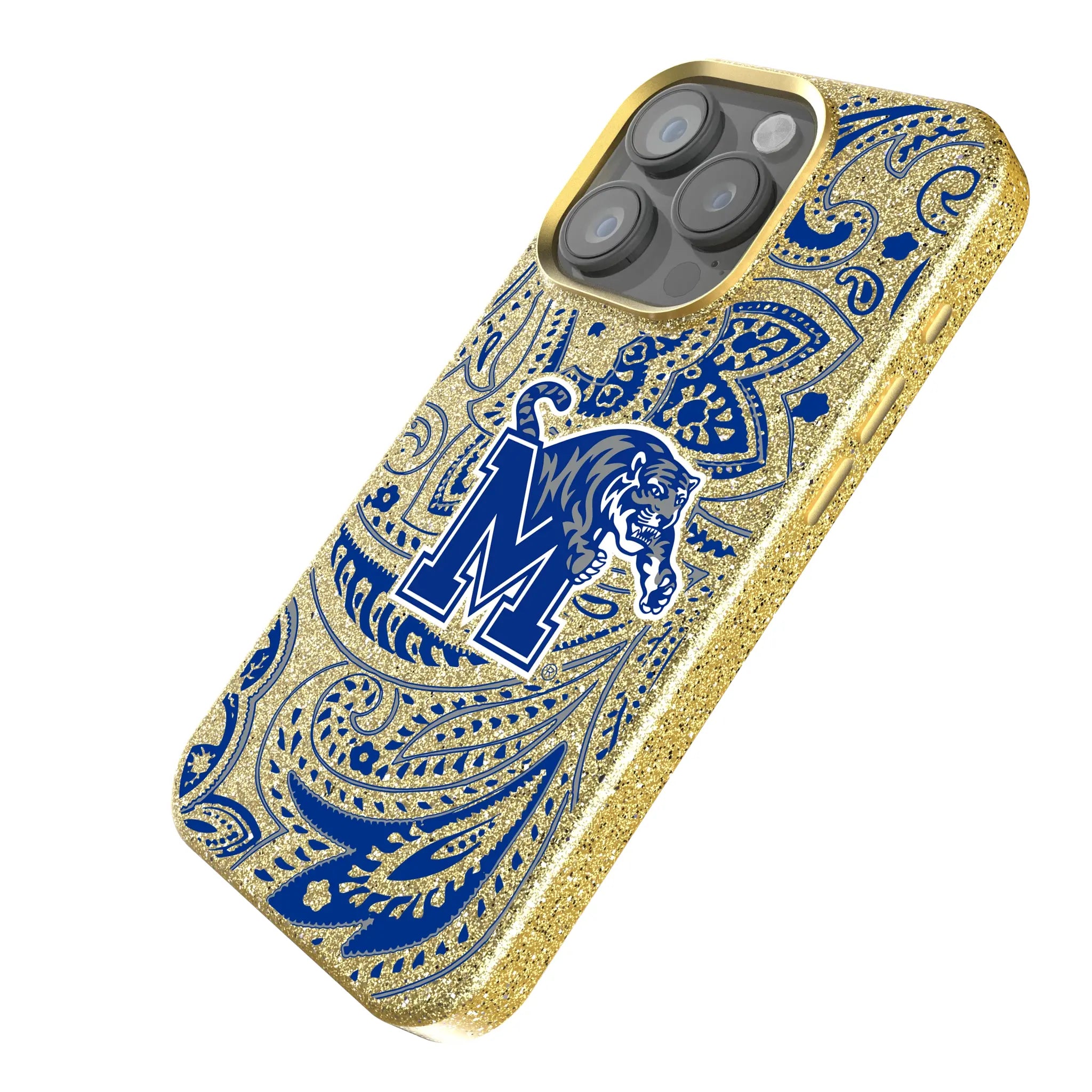 University of Memphis Tigers Paisley iPhone Bling Phone Case for Apple iPhone - Isometric View