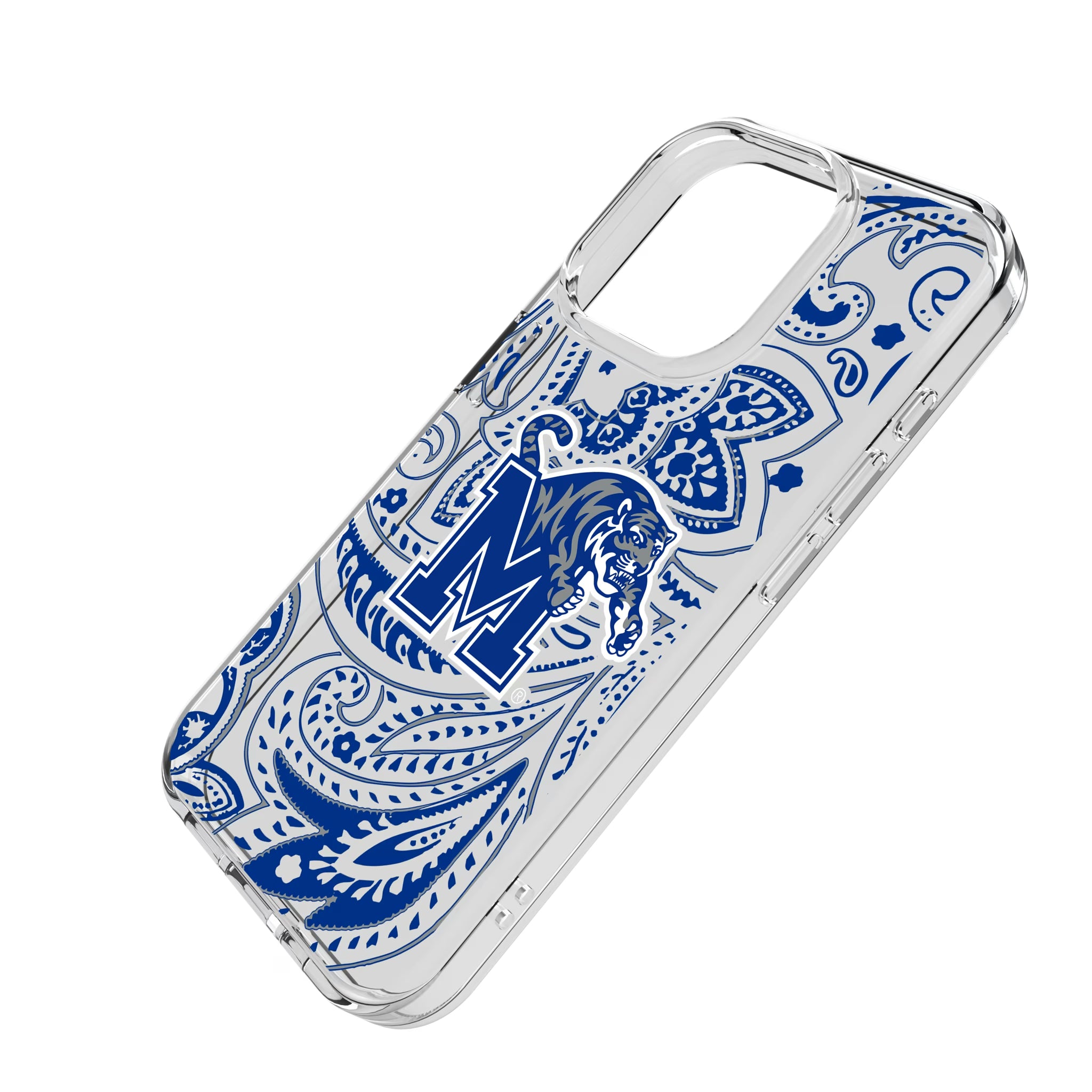 University of Memphis Tigers Paisley iPhone Clear Phone Case for Apple iPhone - Isometric View