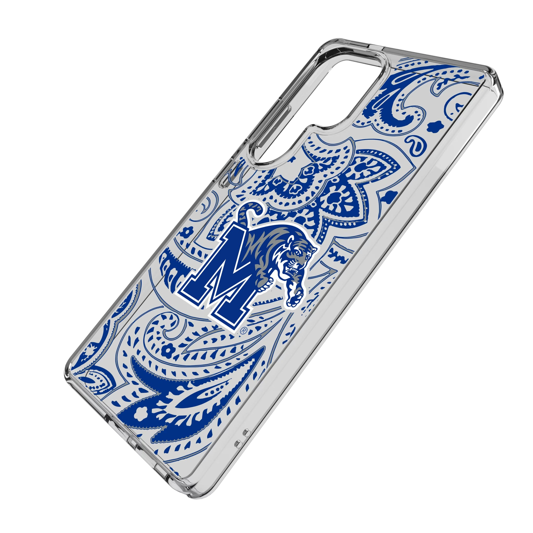 University of Memphis Tigers Paisley Galaxy Clear Phone Case for Samsung Galaxy - Isometric View