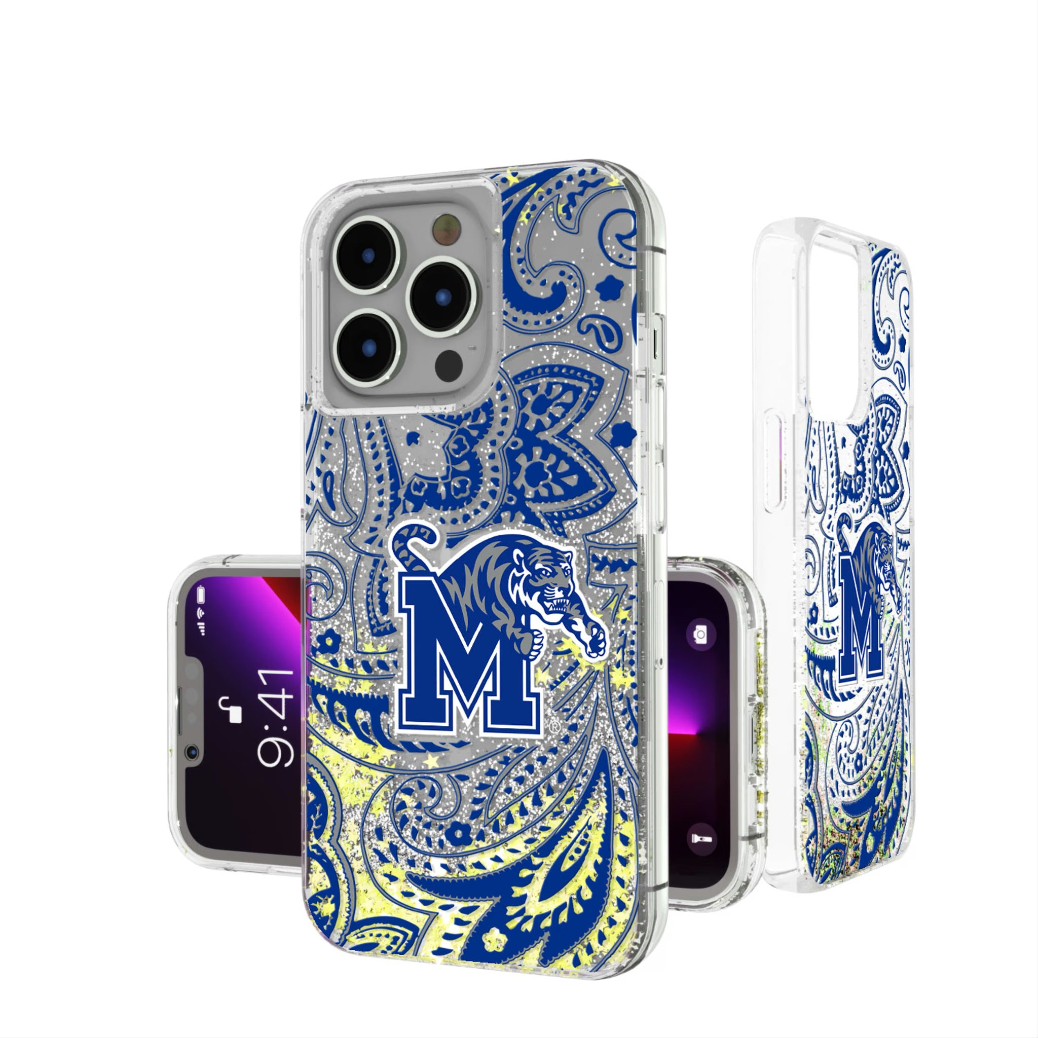 University of Memphis Tigers Paisley iPhone Glitter Phone Case for Apple iPhone