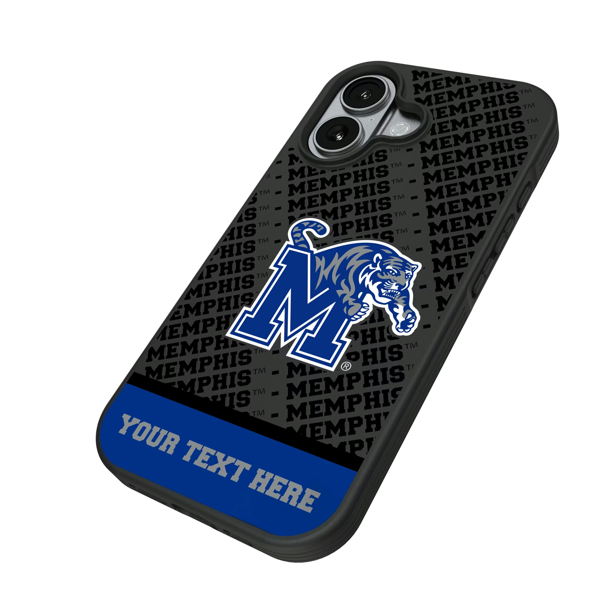 University of Memphis Tigers Personalized EndZone Plus iPhone Bump Phone Case for Apple iPhone - Isometric View#Device_iPhone 17
