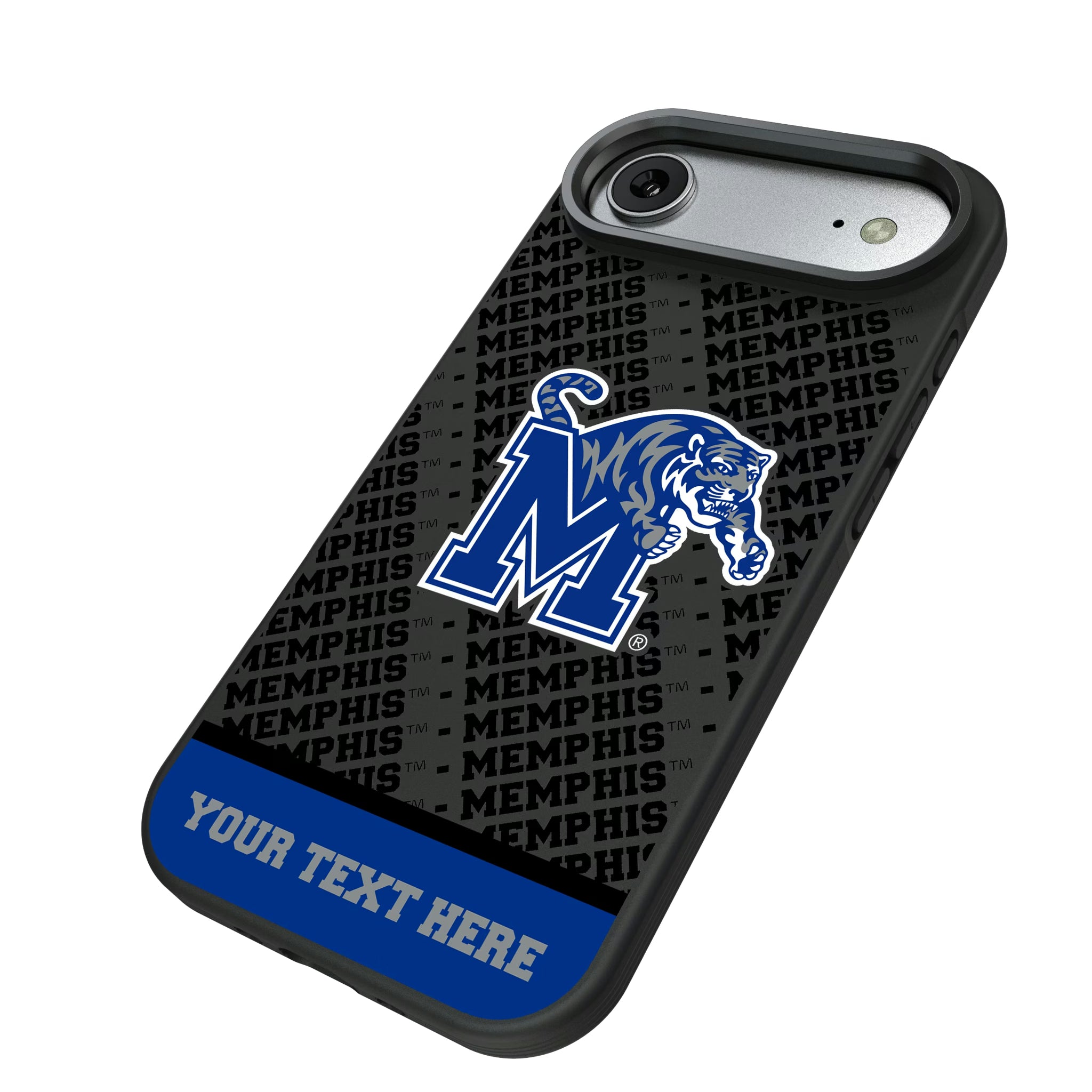 University of Memphis Tigers Personalized EndZone Plus iPhone Bump Phone Case for Apple iPhone - Isometric View#Device_iPhone Air