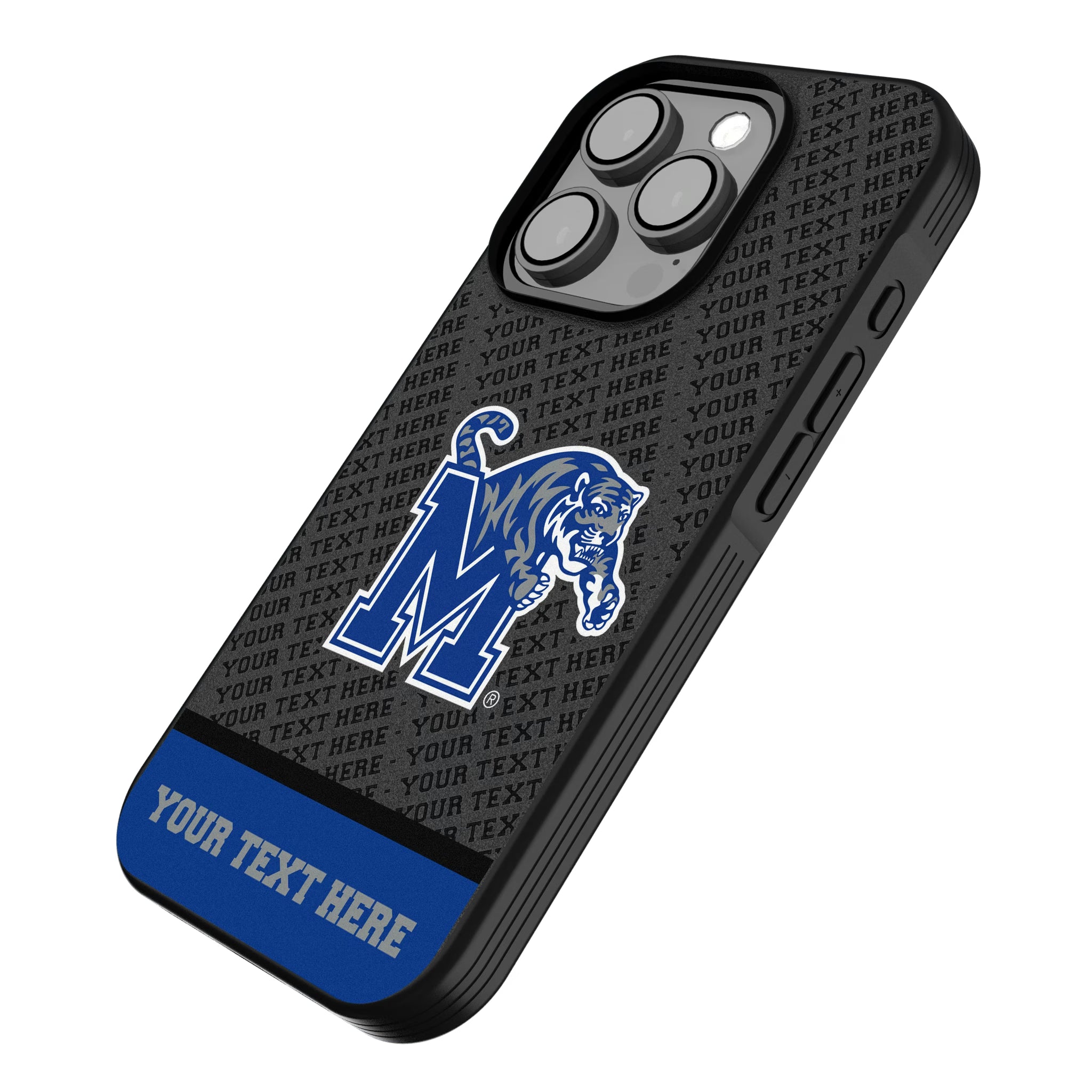 University of Memphis Tigers Personalized EndZone Plus iPhone Bump Phone Case for Apple iPhone - Isometric View