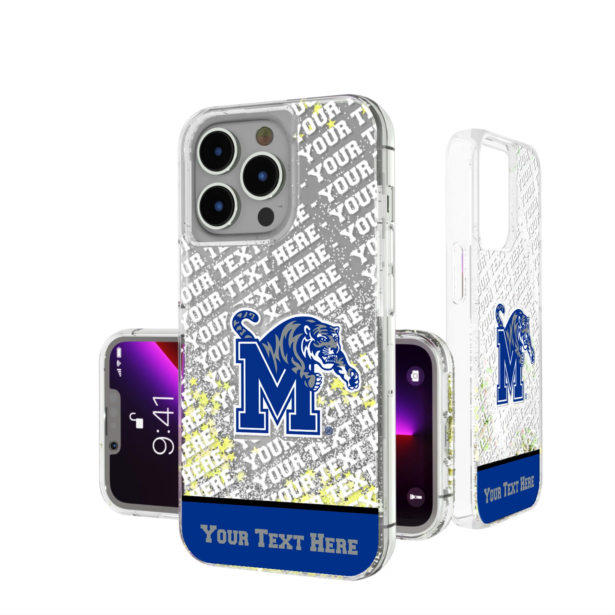 University of Memphis Tigers Personalized EndZone Plus iPhone Glitter Phone Case for Apple iPhone