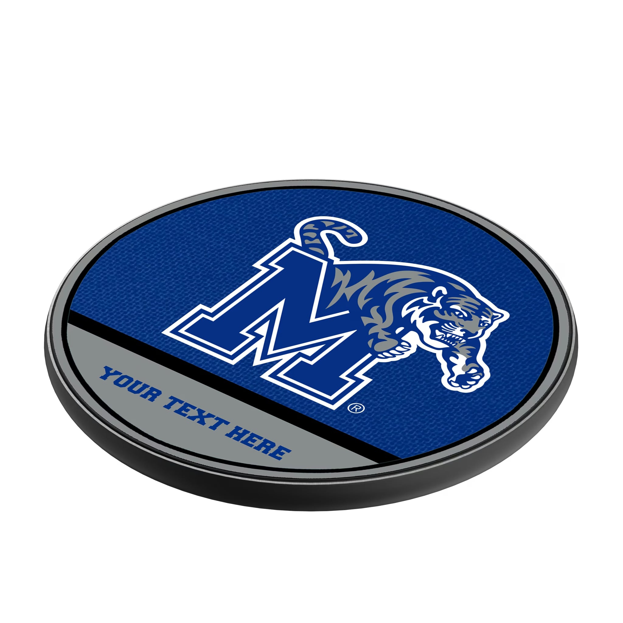 University of Memphis Tigers Personalized Endzone Solid 15-Watt Wireless Charger - Isometric View