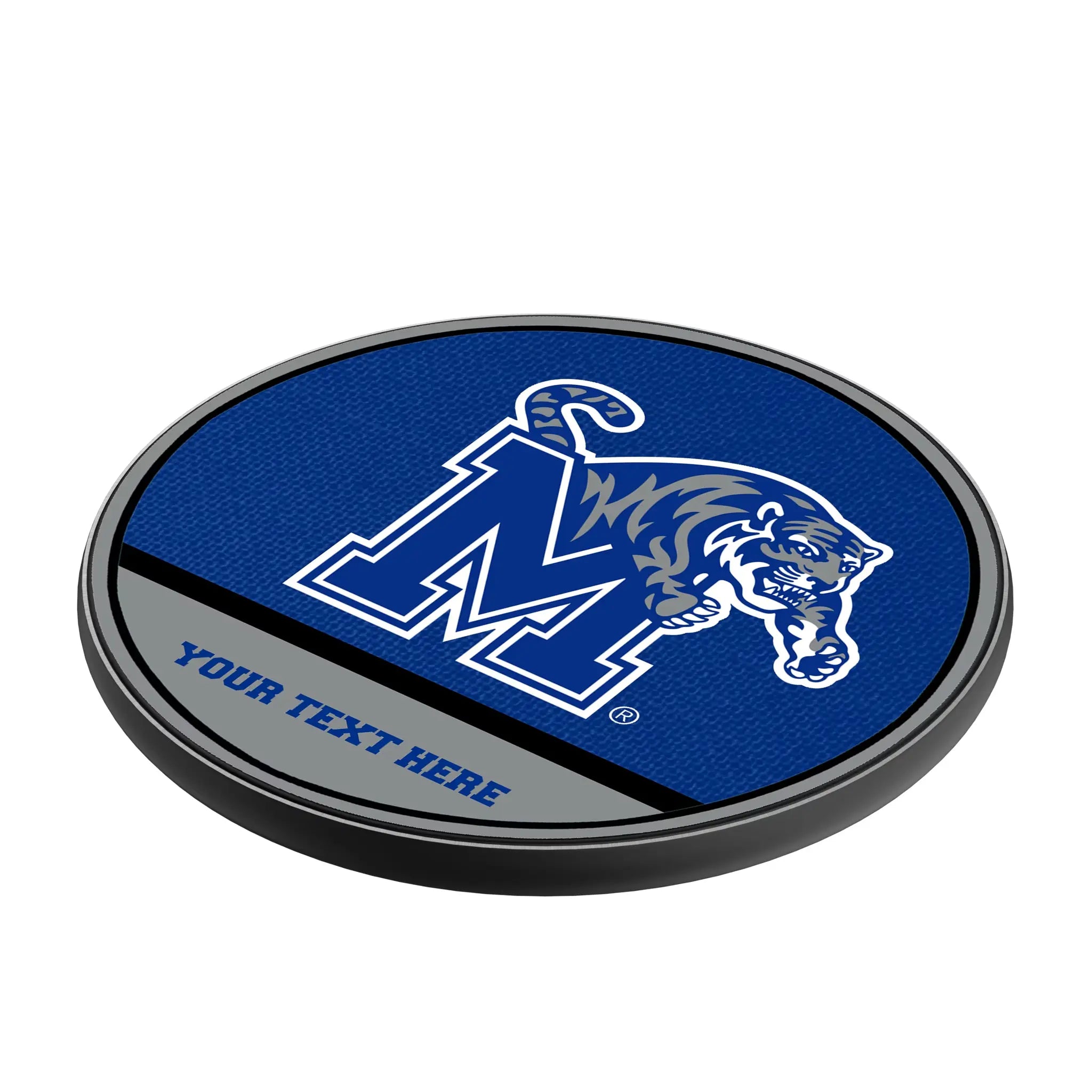 University of Memphis Tigers Personalized Endzone Solid 15-Watt Wireless Charger - Isometric View