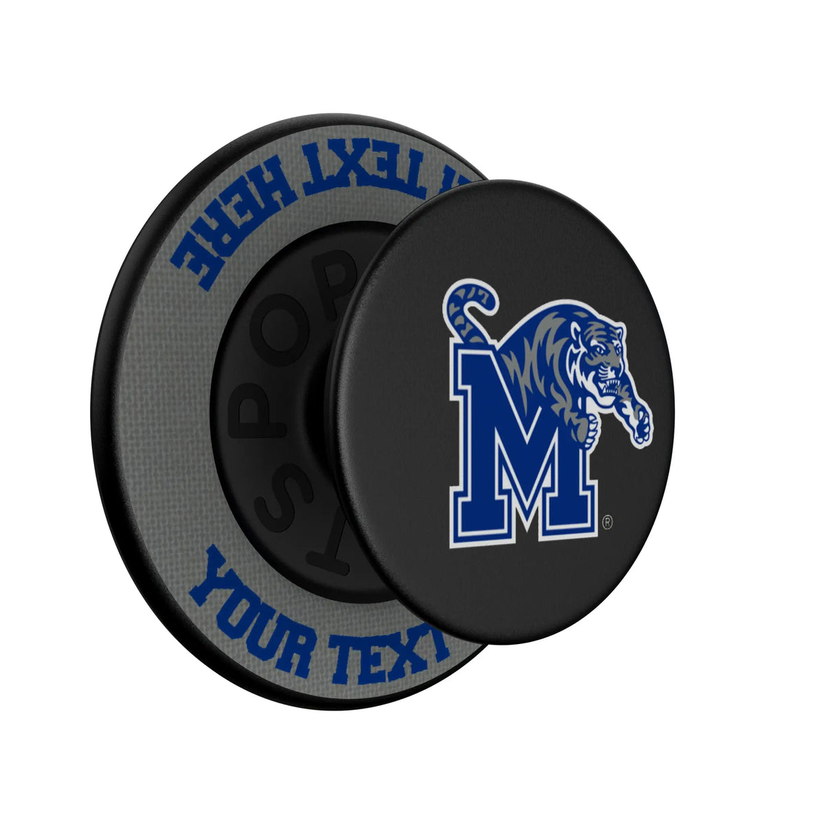 University of Memphis Tigers Personalized Endzone Solid Popsockets Round Magnetic - Isometric View