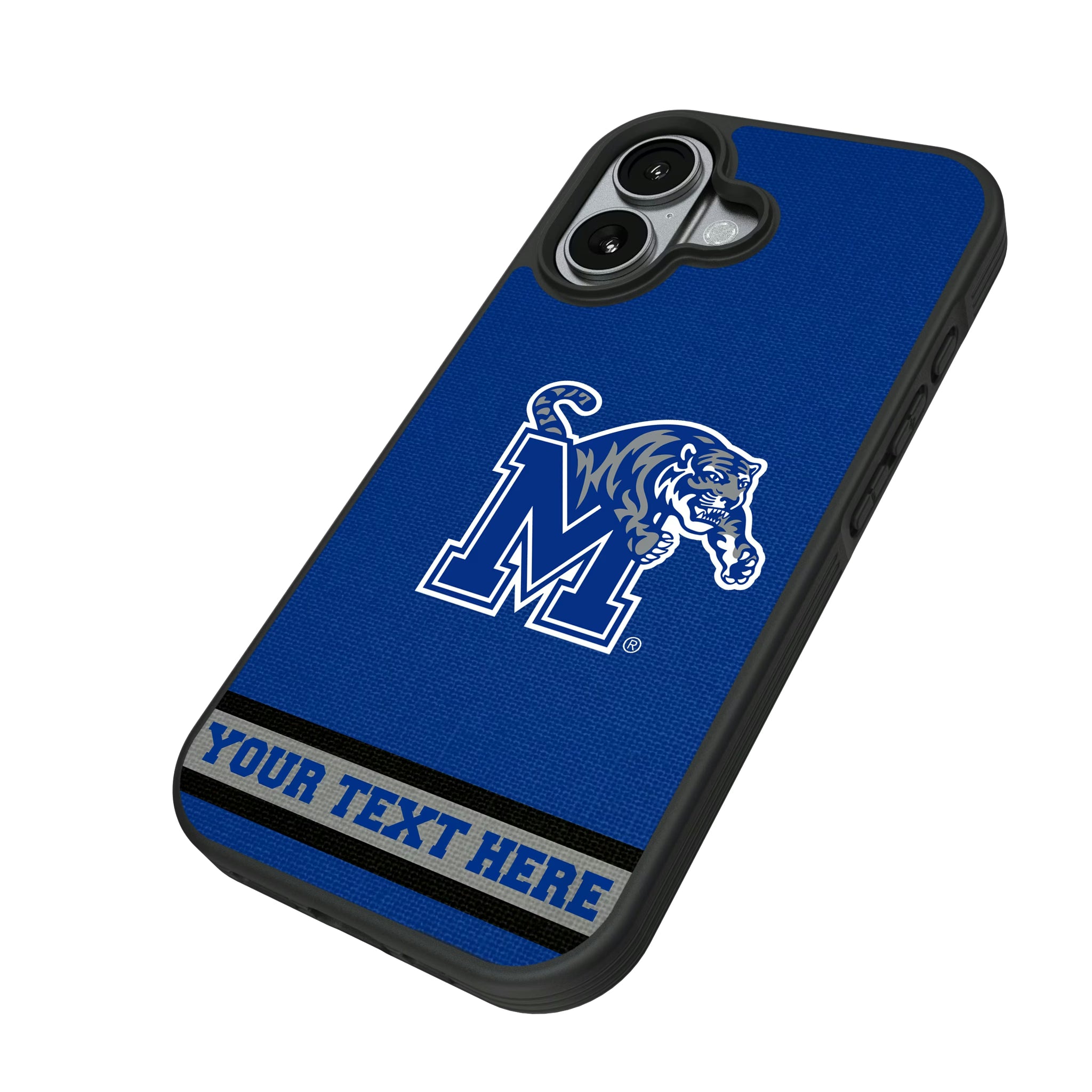 University of Memphis Tigers Personalized Stripe iPhone Bump Phone Case for Apple iPhone - Isometric View#Device_iPhone 17