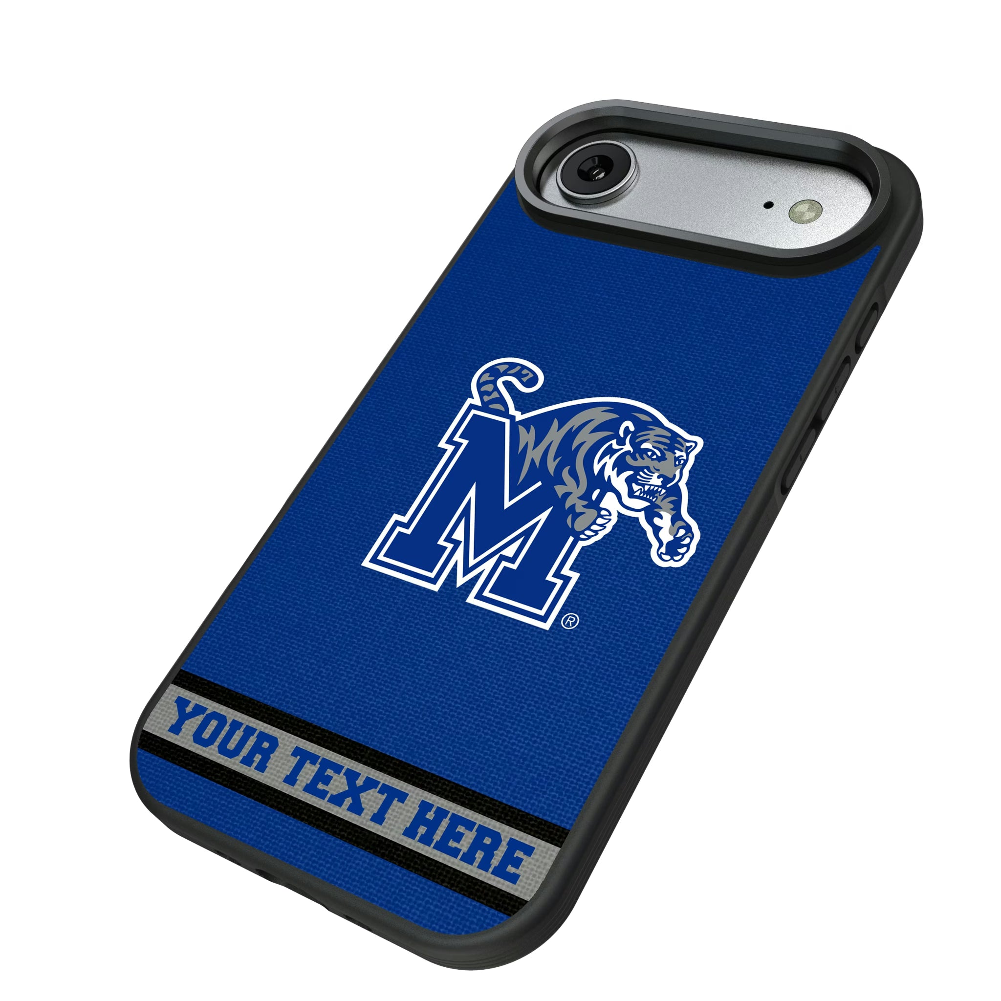 University of Memphis Tigers Personalized Stripe iPhone Bump Phone Case for Apple iPhone - Isometric View#Device_iPhone Air