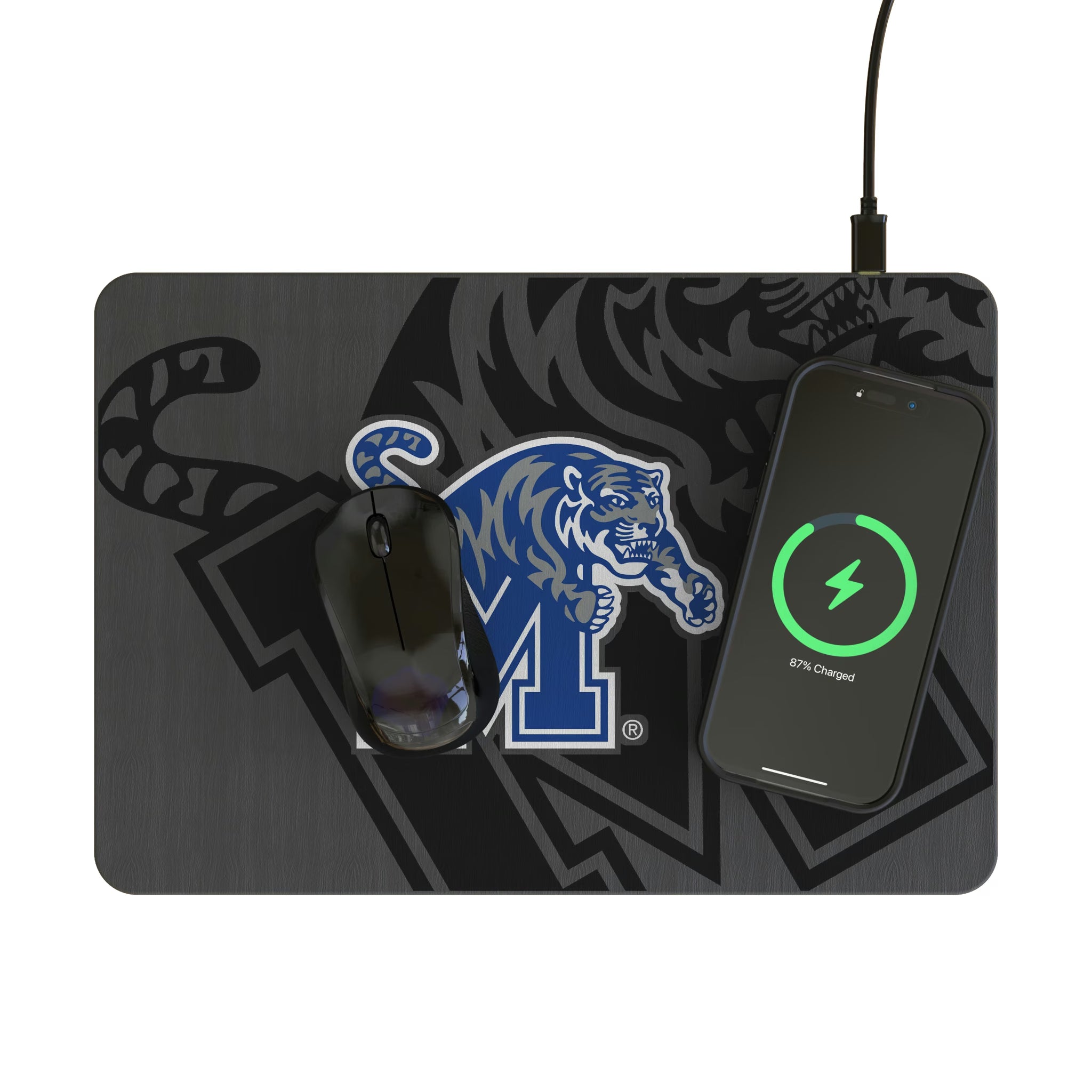University of Memphis Tigers Personalized Tilt 15-Watt Wireless Charger and Mouse Pad - Lifestyle