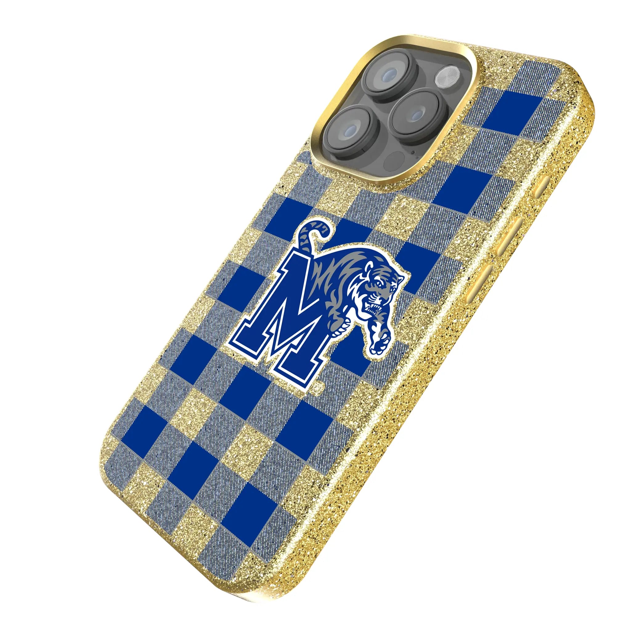 University of Memphis Tigers Plaid iPhone Bling Phone Case for Apple iPhone - Isometric View