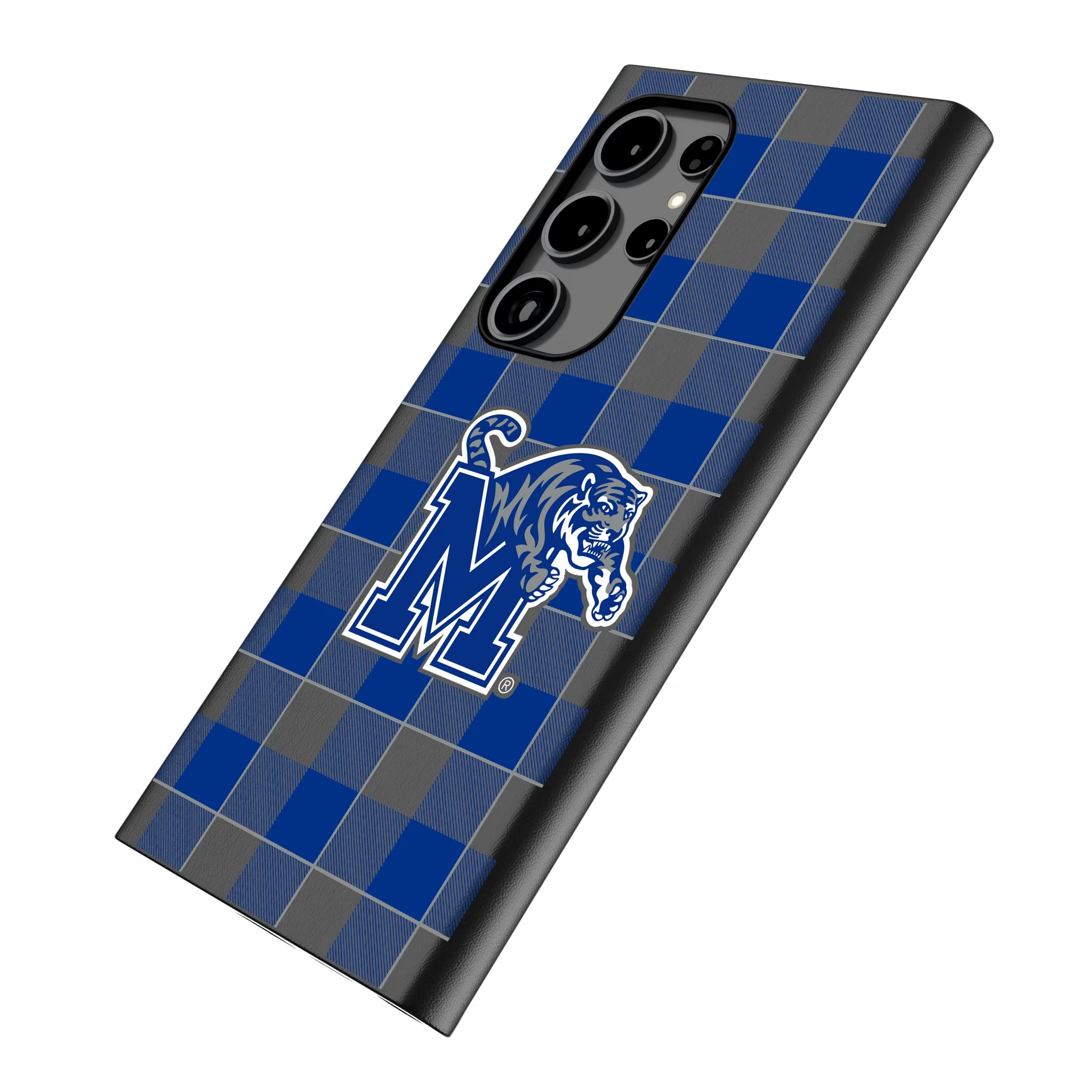 University of Memphis Tigers Plaid Galaxy MagSafe Compatible Phone Case for Samsung Galaxy - Isometric View
