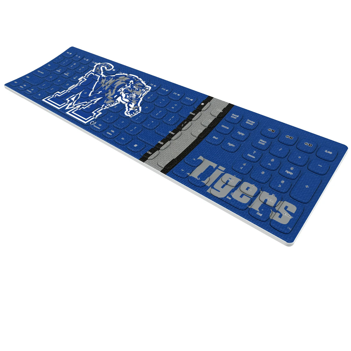 University of Memphis Tigers Stripe KKB605 Curved Wireless Keyboard - Isometric View