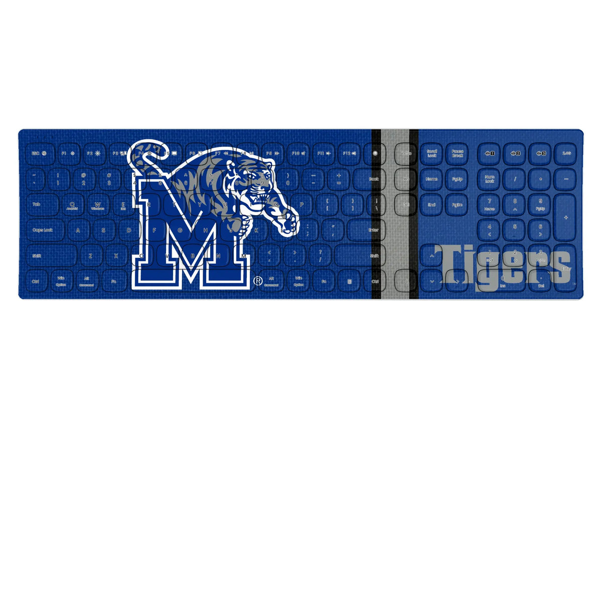 University of Memphis Tigers Stripe KKB605 Curved Wireless Keyboard