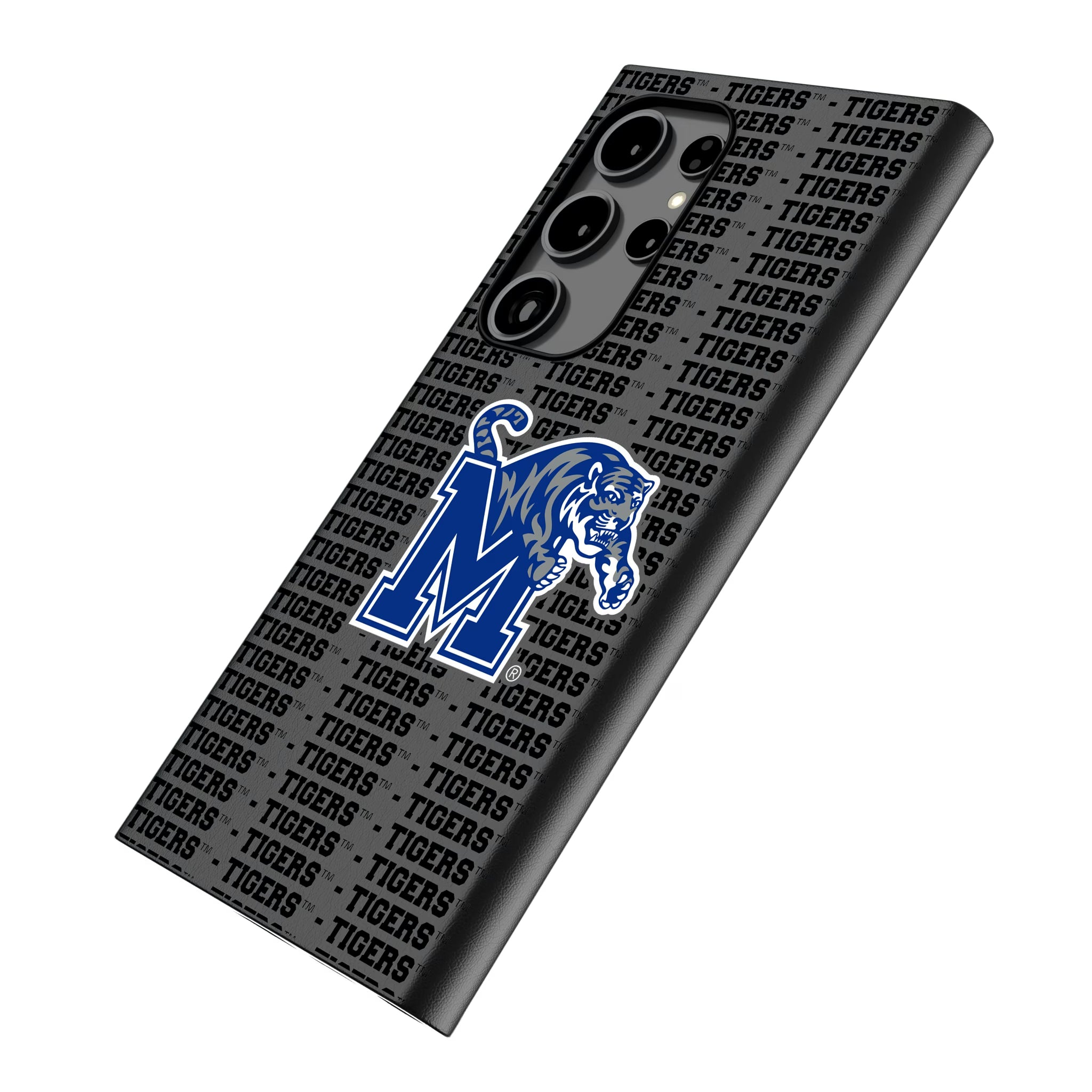 University of Memphis Tigers Text Backdrop Galaxy MagSafe Compatible Phone Case for Samsung Galaxy - Isometric View