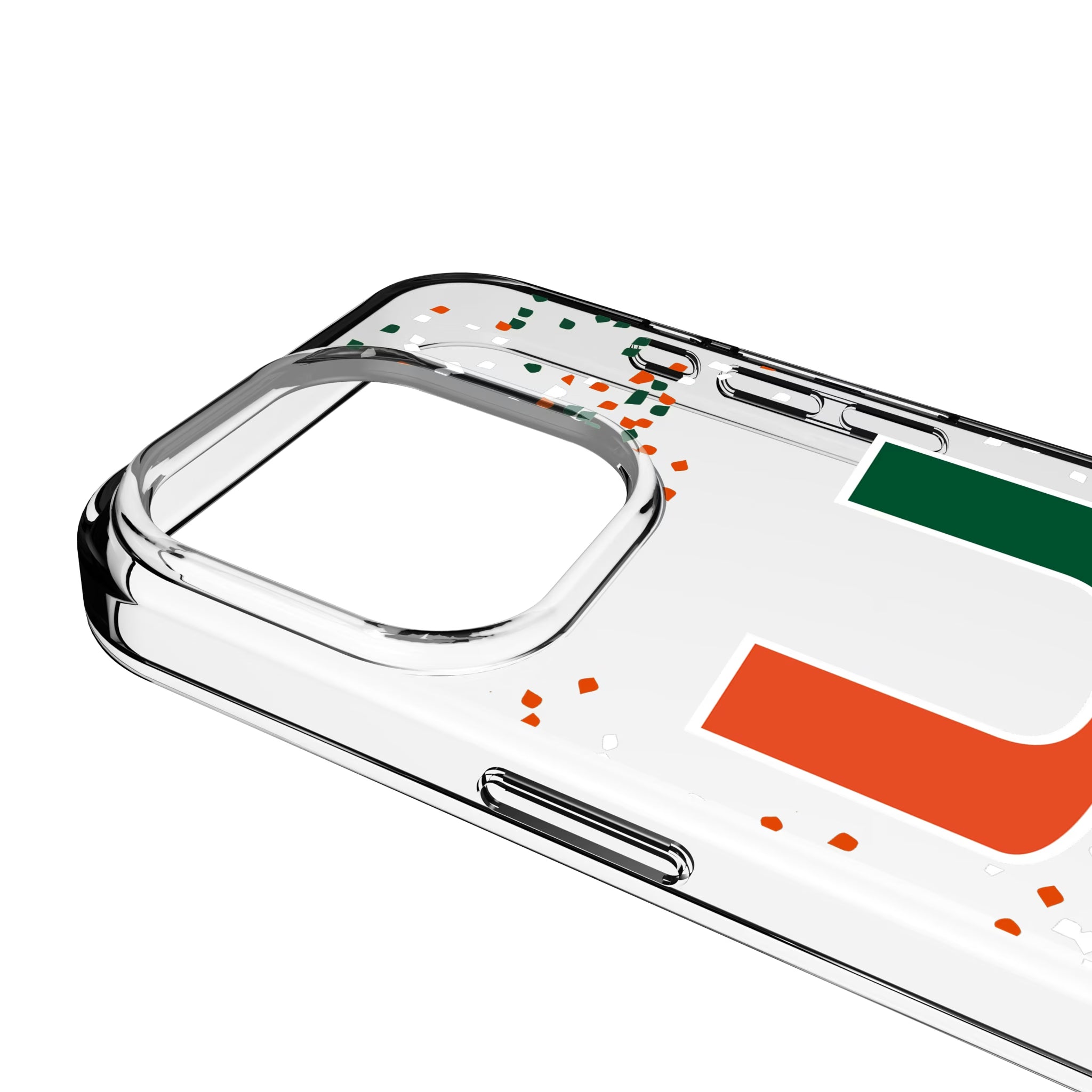 University of Miami Hurricanes Confetti iPhone Clear Phone Case for Apple iPhone - Detail