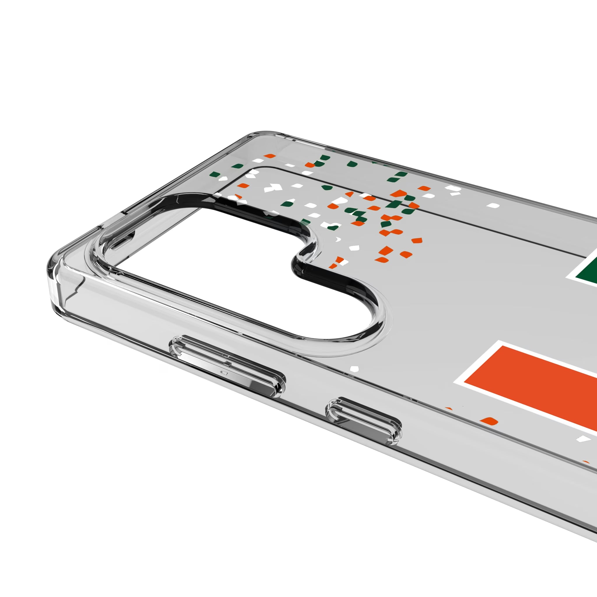 University of Miami Hurricanes Confetti Galaxy Clear Phone Case for Samsung Galaxy - Detail