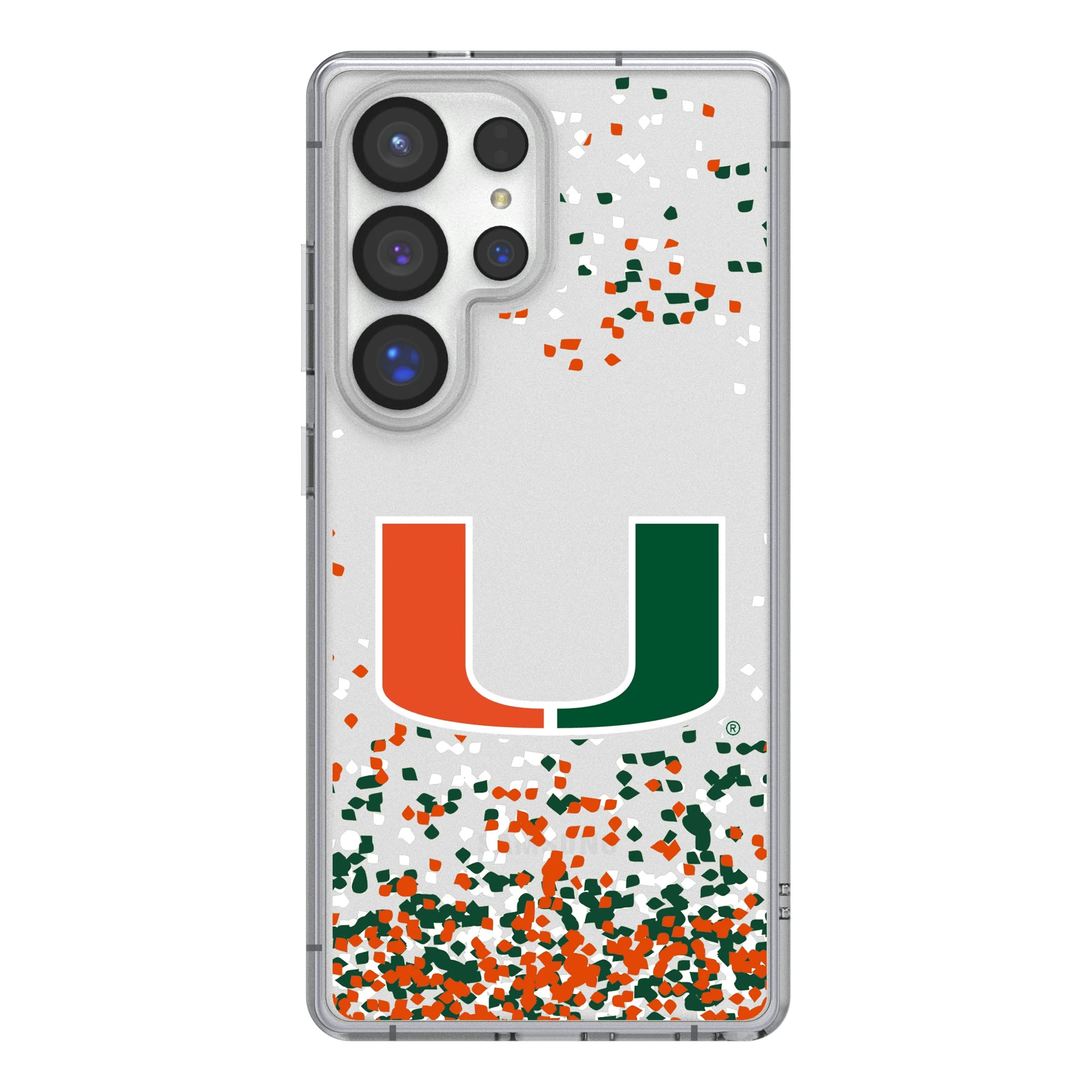 University of Miami Hurricanes Confetti Galaxy Clear Phone Case for Samsung Galaxy