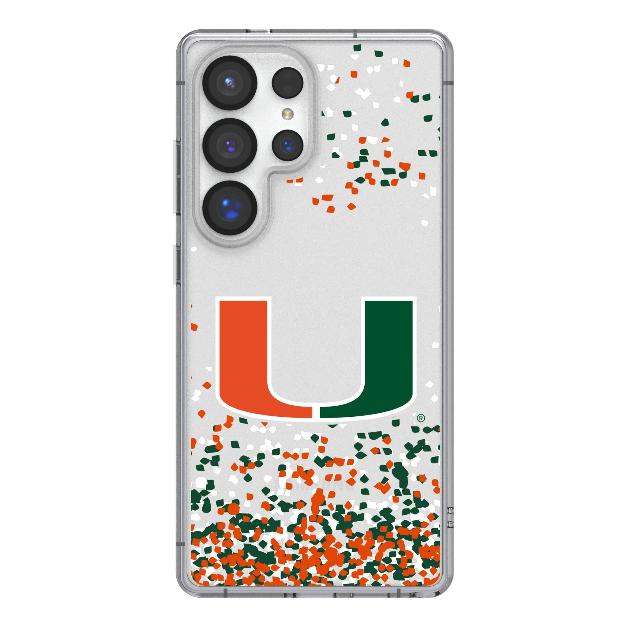 University of Miami Hurricanes Confetti Galaxy Clear Phone Case for Samsung Galaxy#Device_Galaxy S25 Ultra