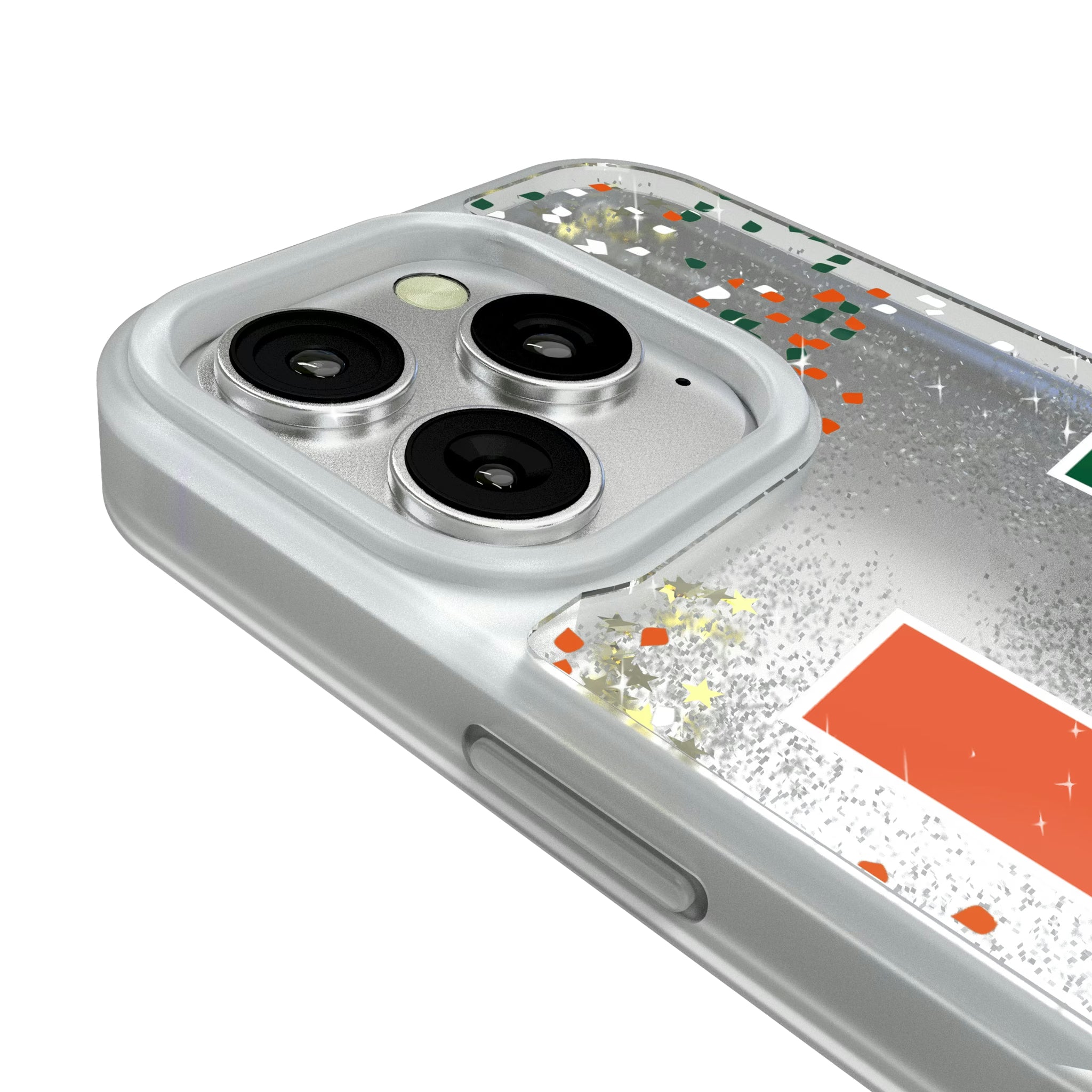 University of Miami Hurricanes Confetti iPhone Glitter Phone Case for Apple iPhone - Detail#Device_iPhone 16 Pro