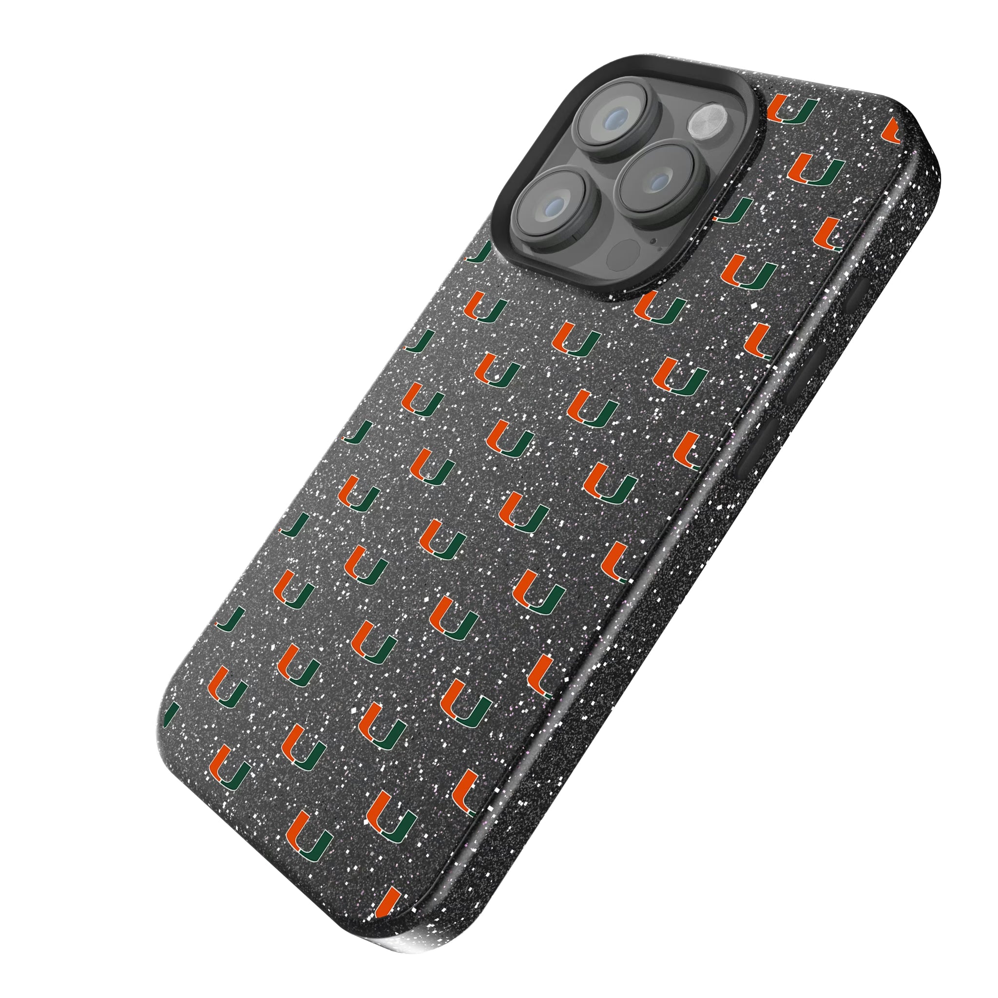 University of Miami Hurricanes Fashion Pattern iPhone Bling Phone Case for Apple iPhone - Isometric View