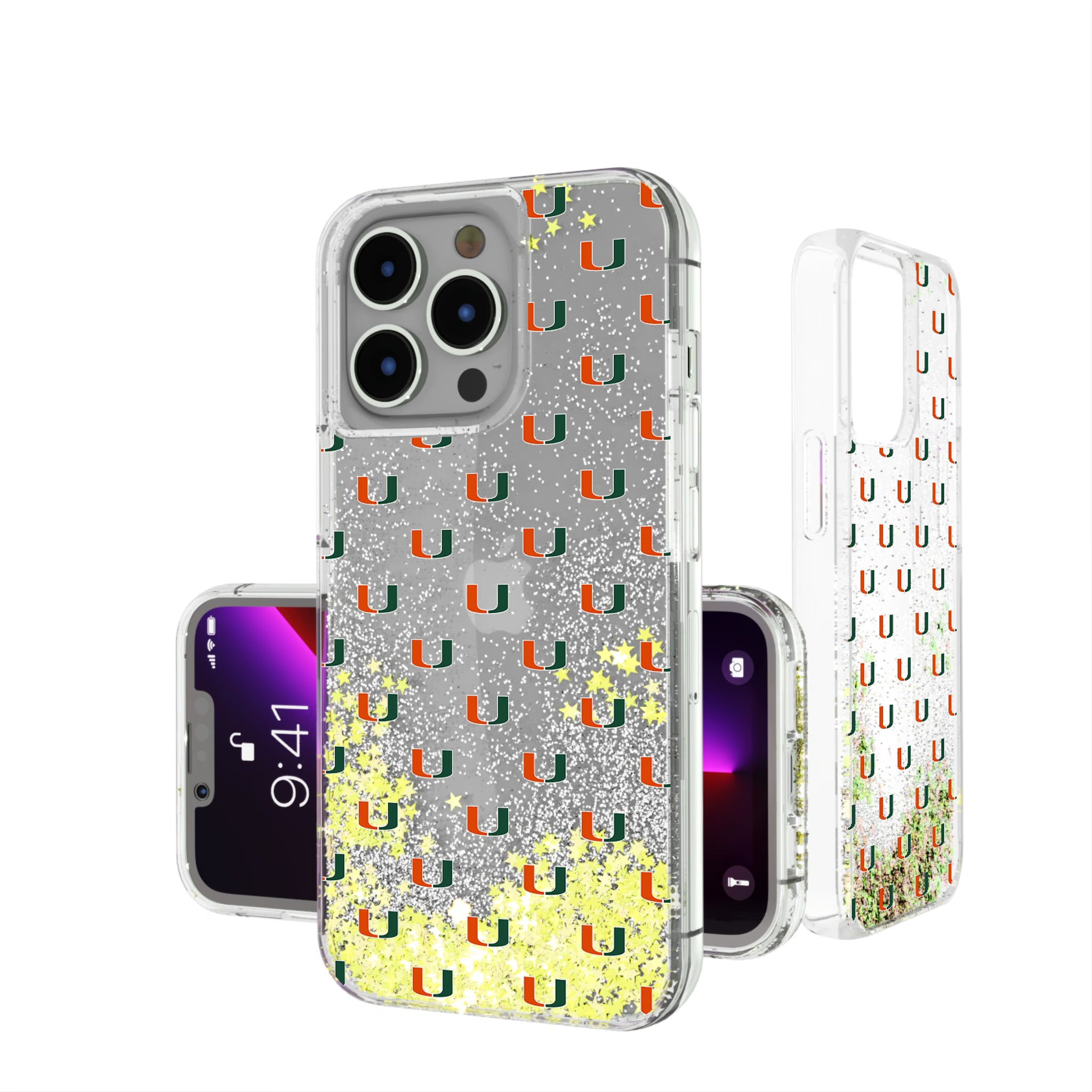 University of Miami Hurricanes Fashion Pattern iPhone Glitter Phone Case for Apple iPhone