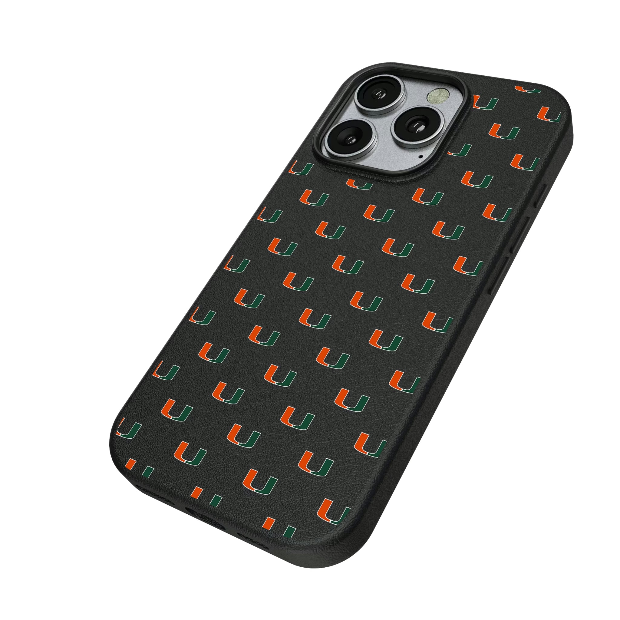 University of Miami Hurricanes Fashion Pattern iPhone MagSafe Compatible Phone Case for Apple iPhone - Isometric View