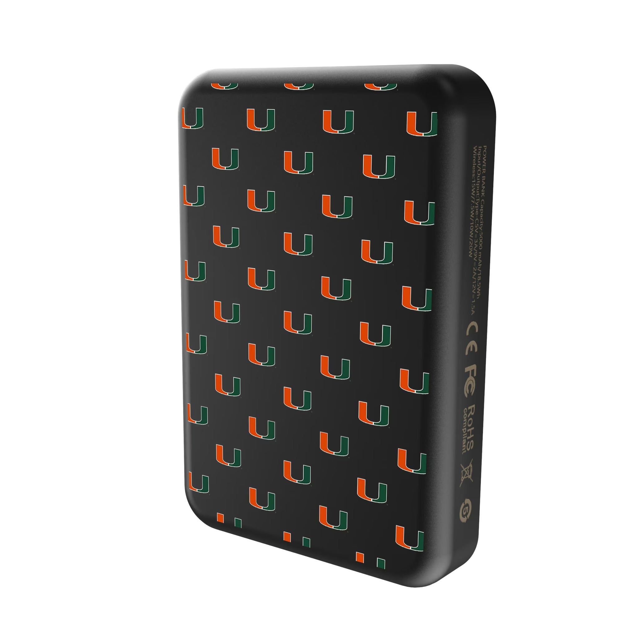 University of Miami Hurricanes Fashion Pattern Wireless Mag Power Bank