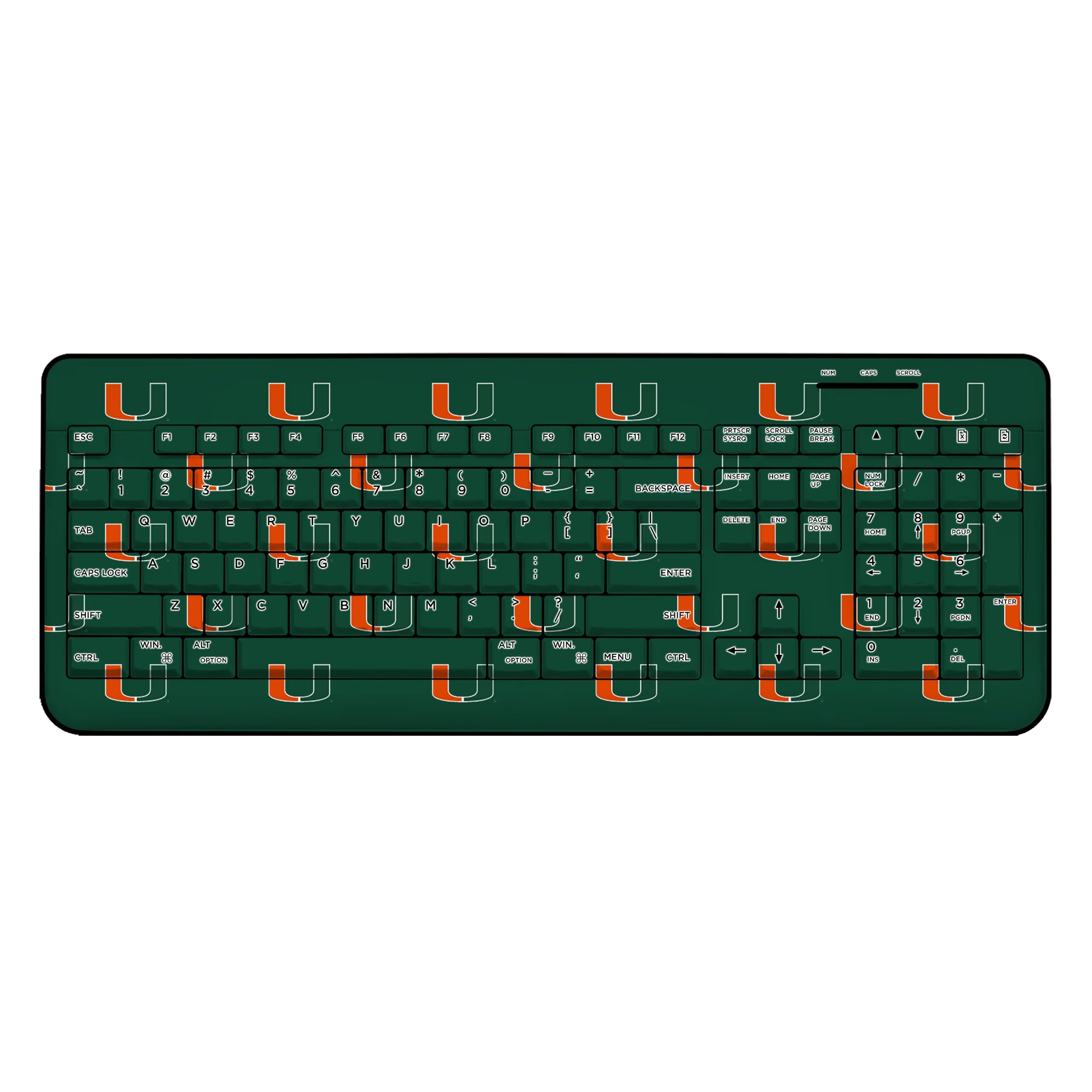 University of Miami Hurricanes Fashion Pattern Wireless USB Keyboard
