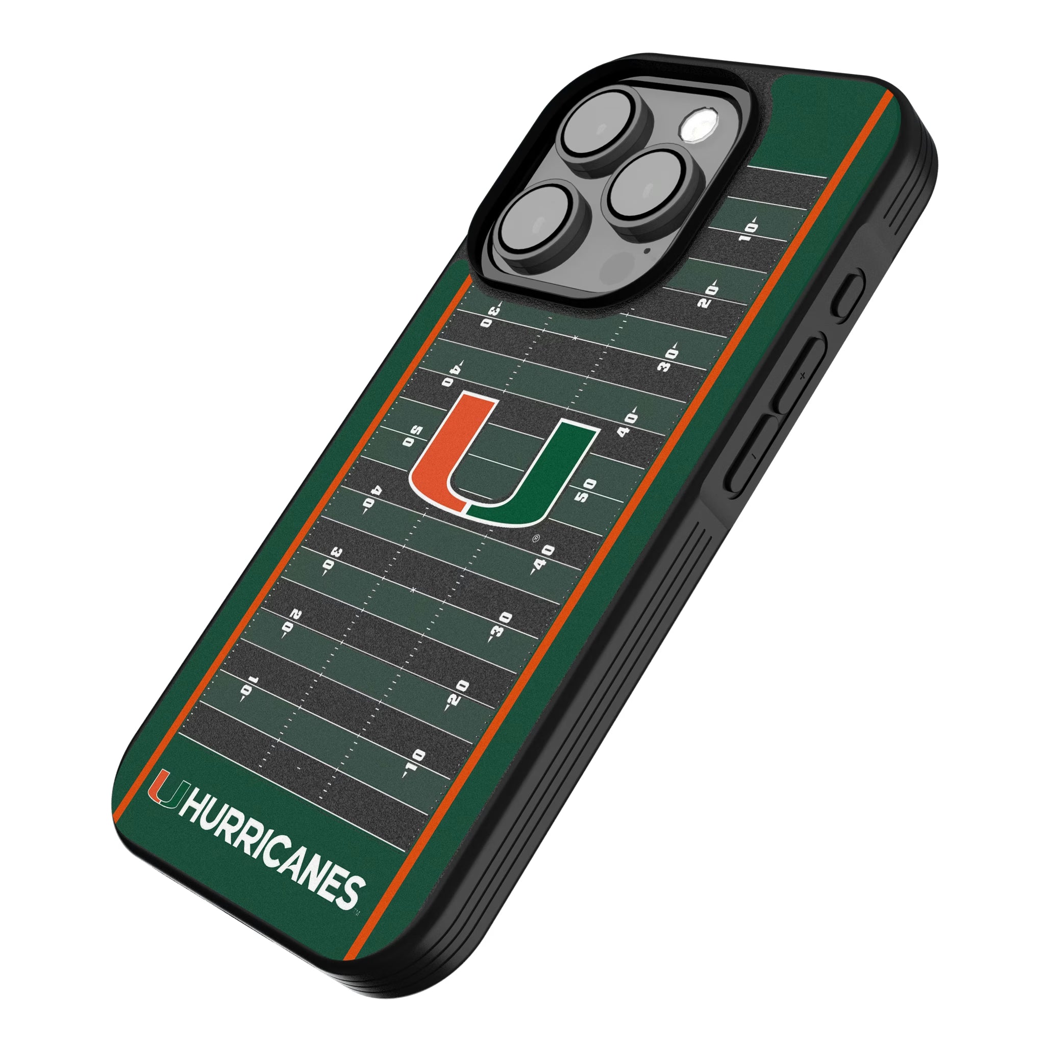 University of Miami Hurricanes Field iPhone Bump Phone Case for Apple iPhone - Isometric View