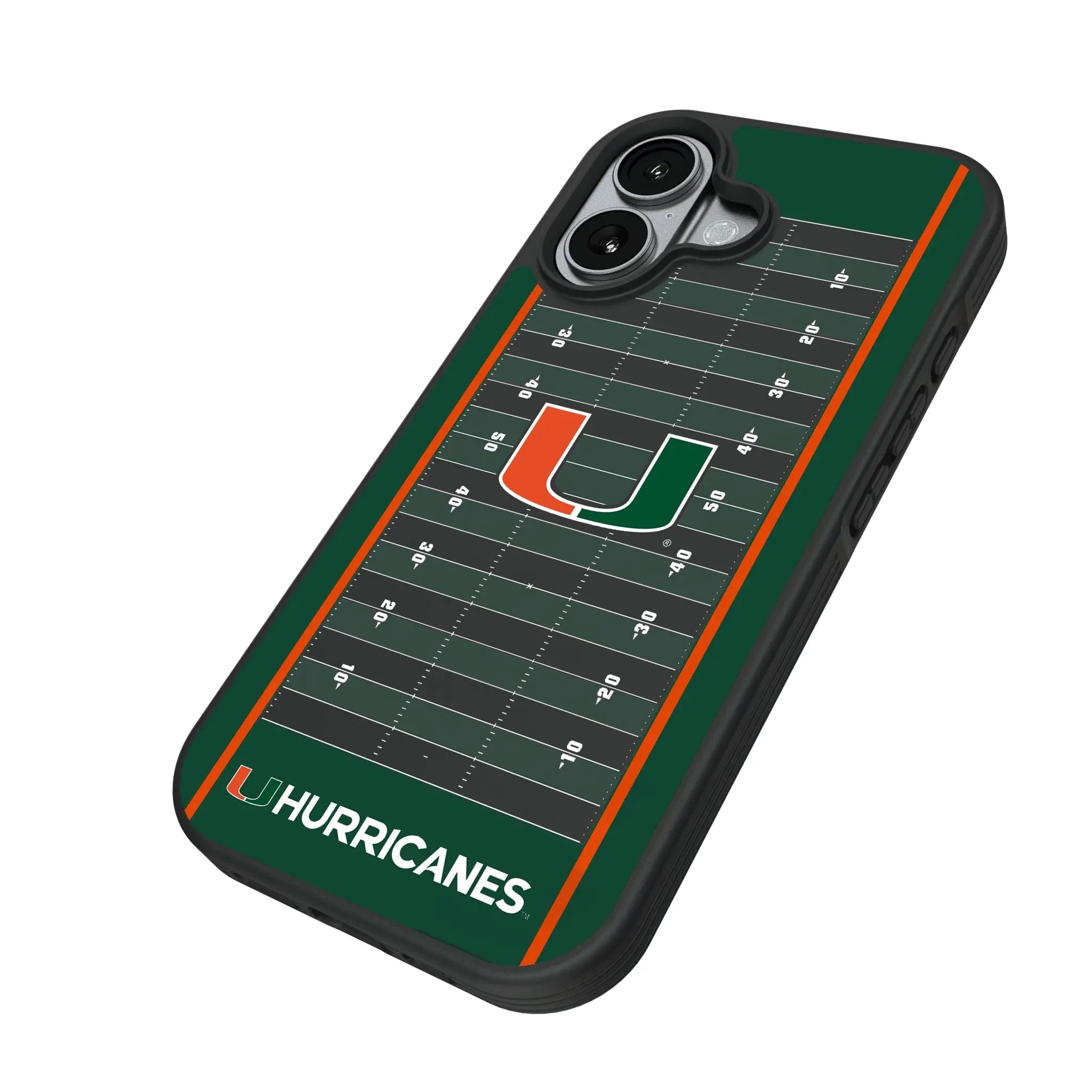 University of Miami Hurricanes Field iPhone Bump Phone Case for Apple iPhone - Isometric View#Device_iPhone 17