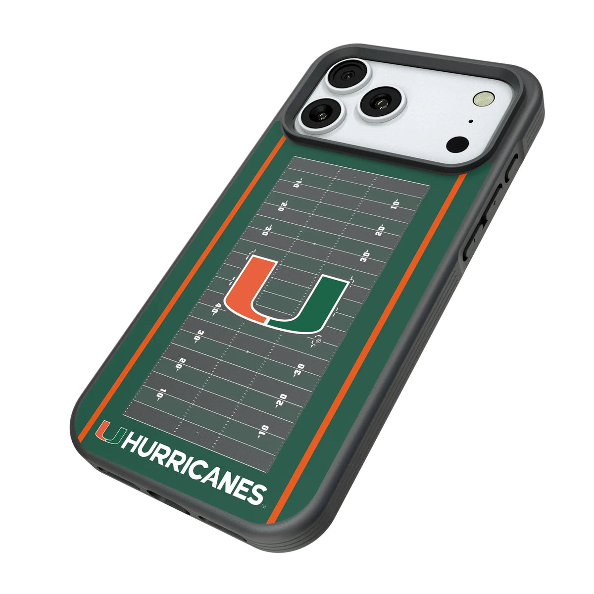 University of Miami Hurricanes Field iPhone Bump Phone Case for Apple iPhone - Isometric View#Device_iPhone 18 Pro Max