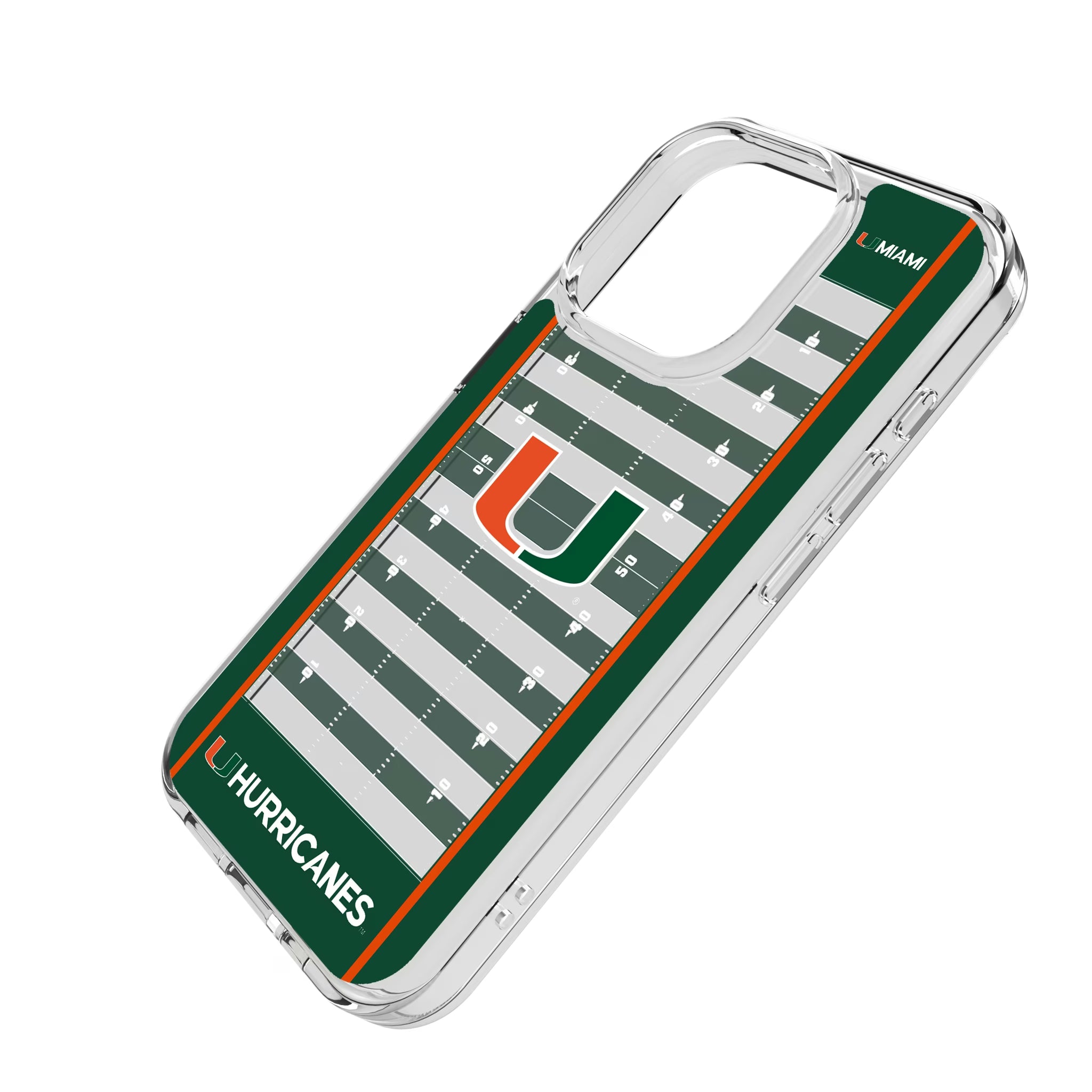 University of Miami Hurricanes Field iPhone Clear Phone Case for Apple iPhone - Isometric View