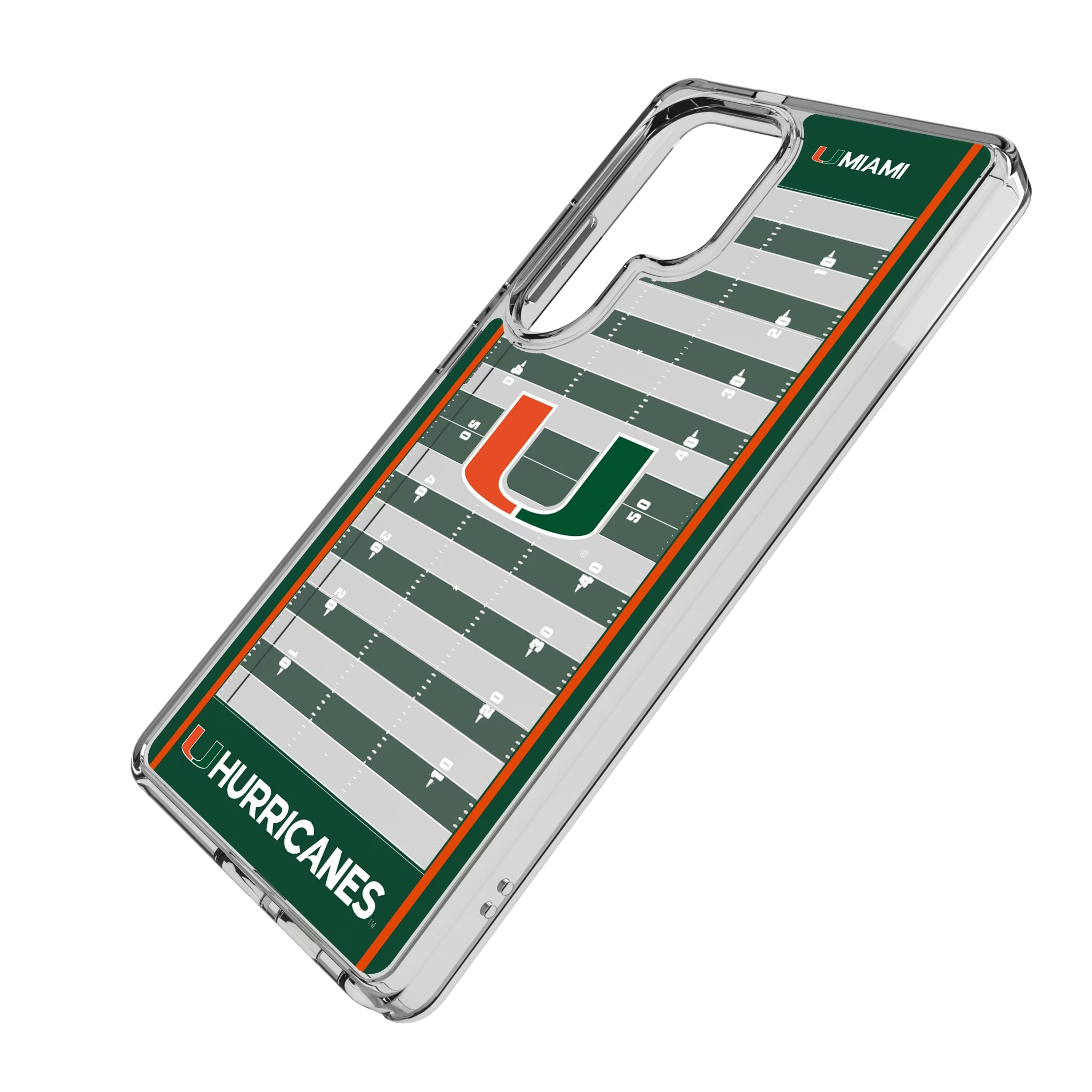 University of Miami Hurricanes Field Galaxy Clear Phone Case for Samsung Galaxy - Isometric View