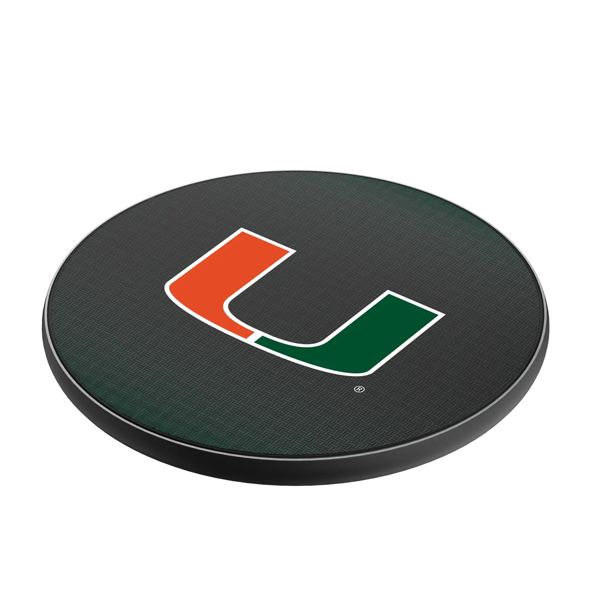 University of Miami Hurricanes Linen 15-Watt Wireless Charger - Isometric View