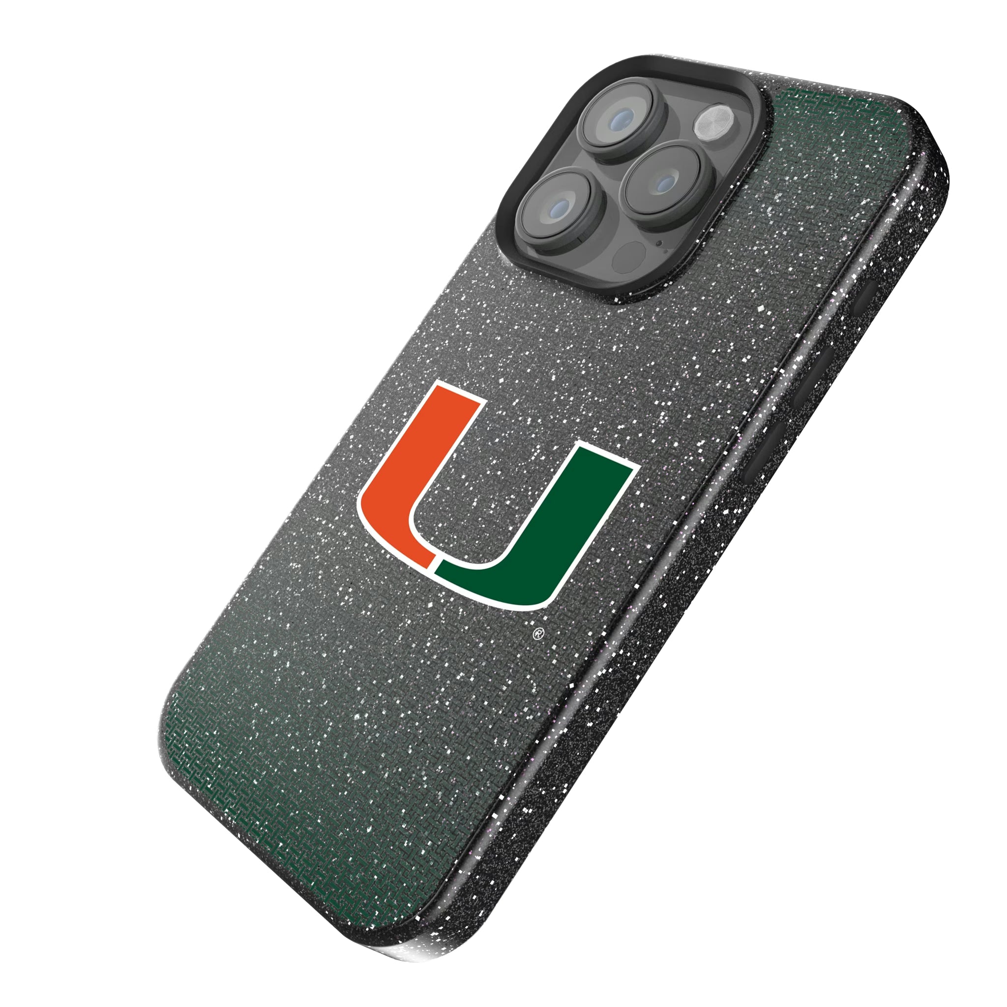 University of Miami Hurricanes Linen iPhone Bling Phone Case for Apple iPhone - Isometric View